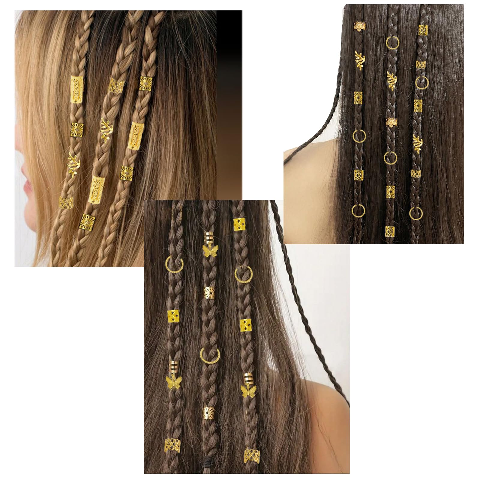 JUCCPUL: aro para trenzas dorado, decoracion elegante y flexible.