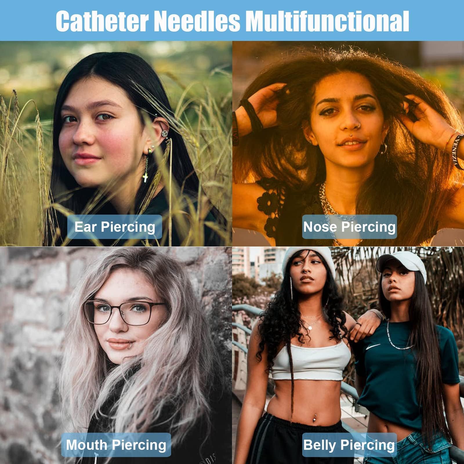 Judero Aguja Catéter 14G para perforación de cartílago con protección individual.