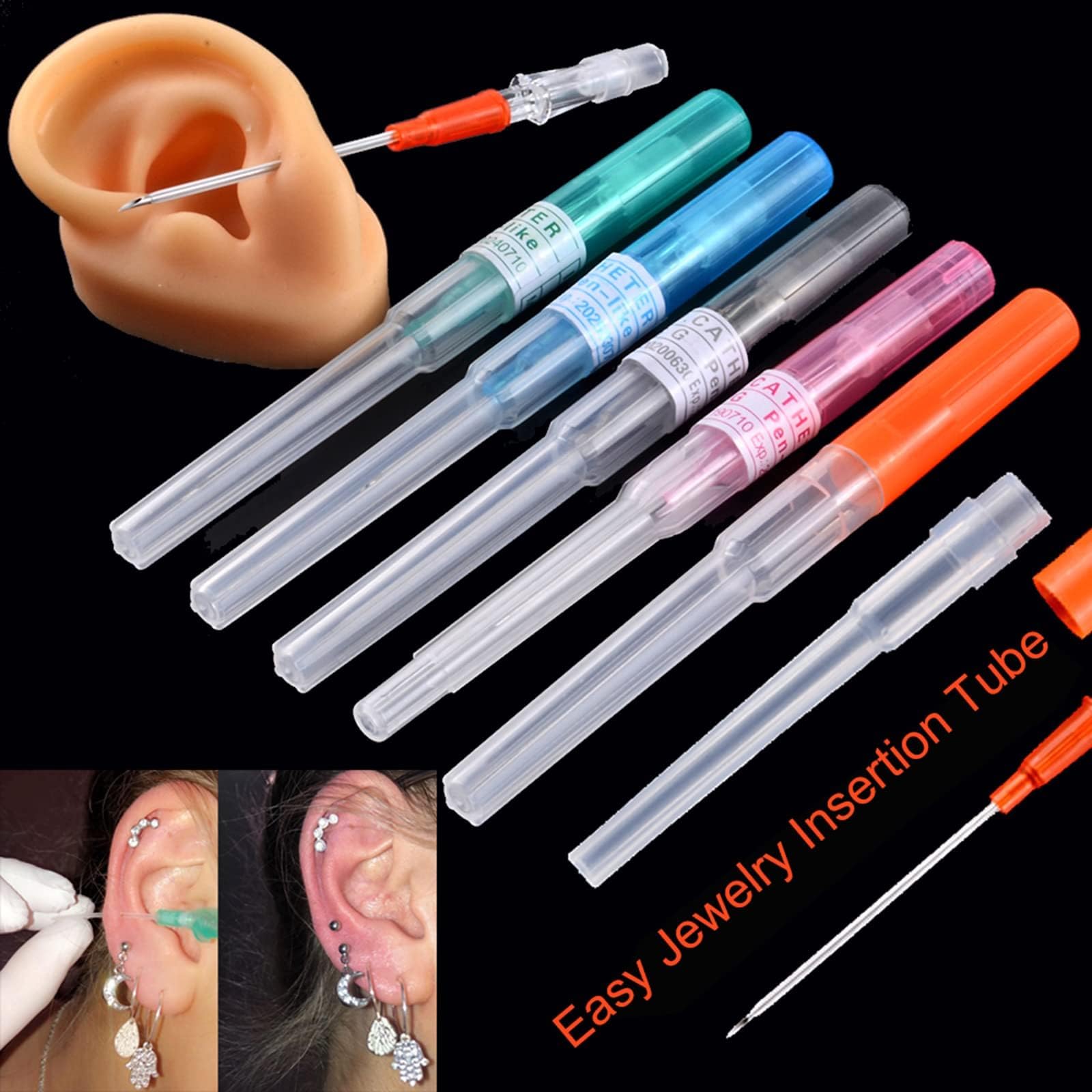 Judero Aguja Catéter 14G para perforación de lengua con inserción suave.