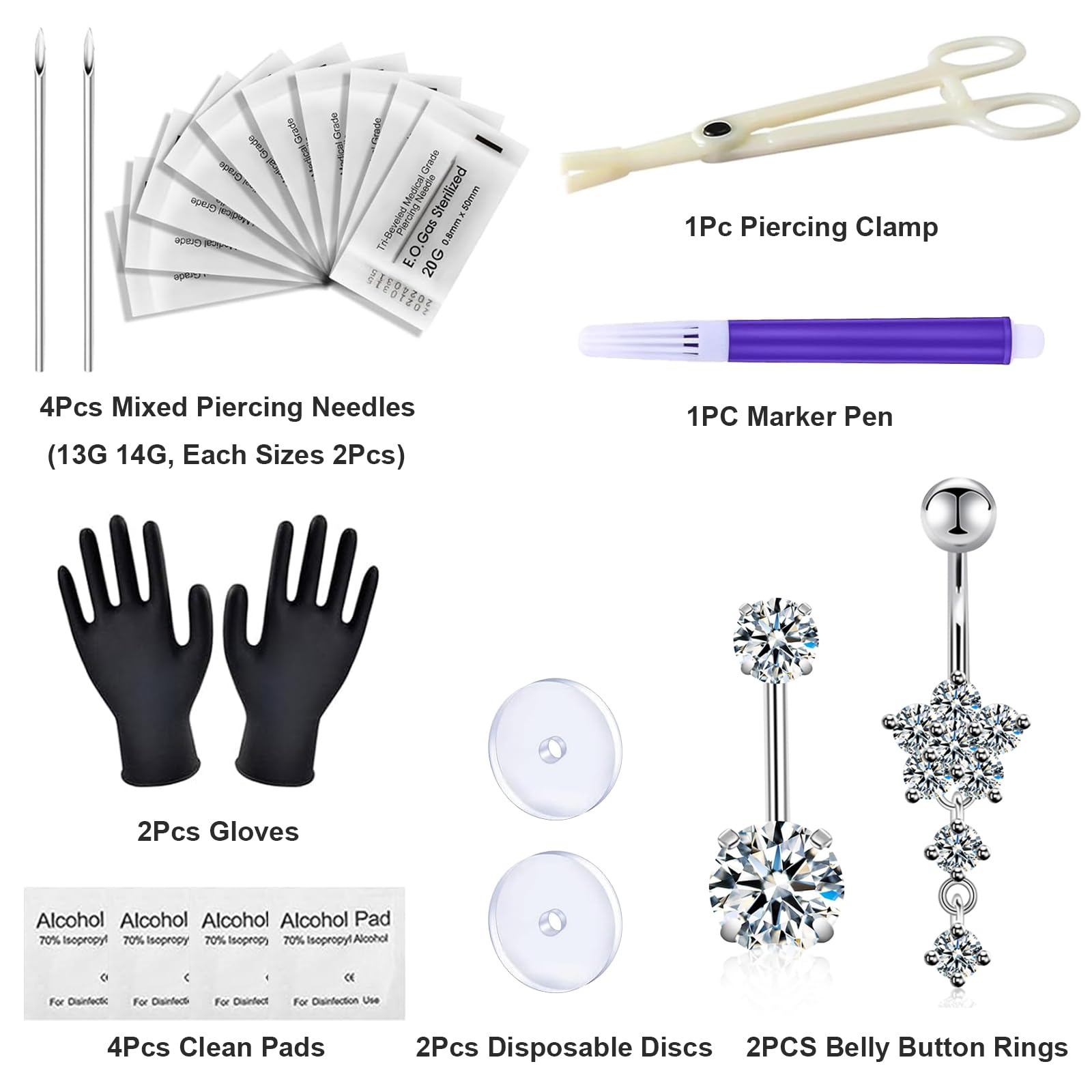 Judero anillos ombligo 14G para ajuste cómodo y estilo diario