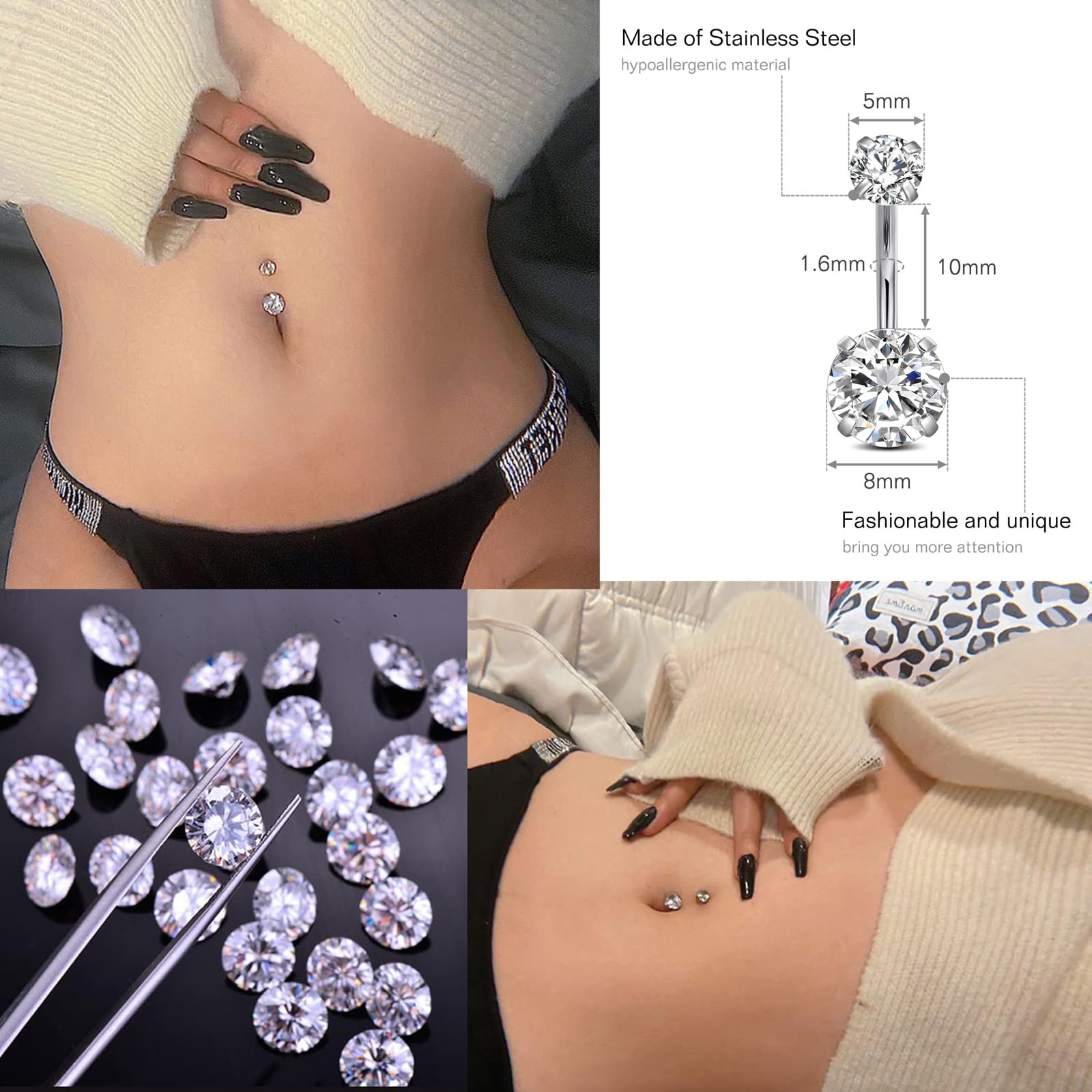 Judero conjunto piercing ombligo 4 piezas ideal para practicar con control