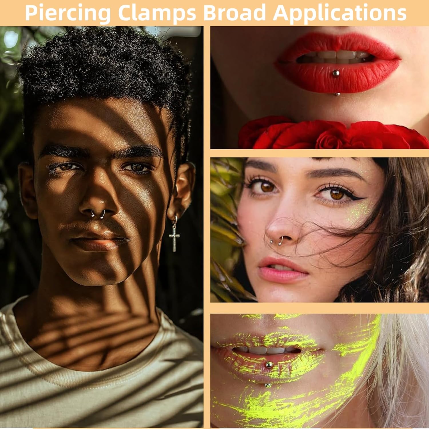 Pinzas Judero desechables, versátiles para múltiples piercings en casa.