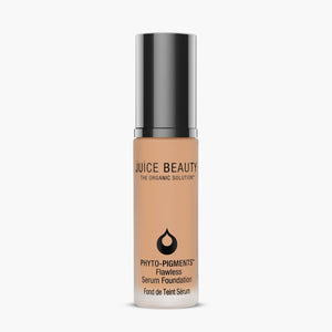 Juice Beauty Phyto-Pigments Flawless Serum Foundation 14 Sand: botella con tono natural y acabado uniforme.