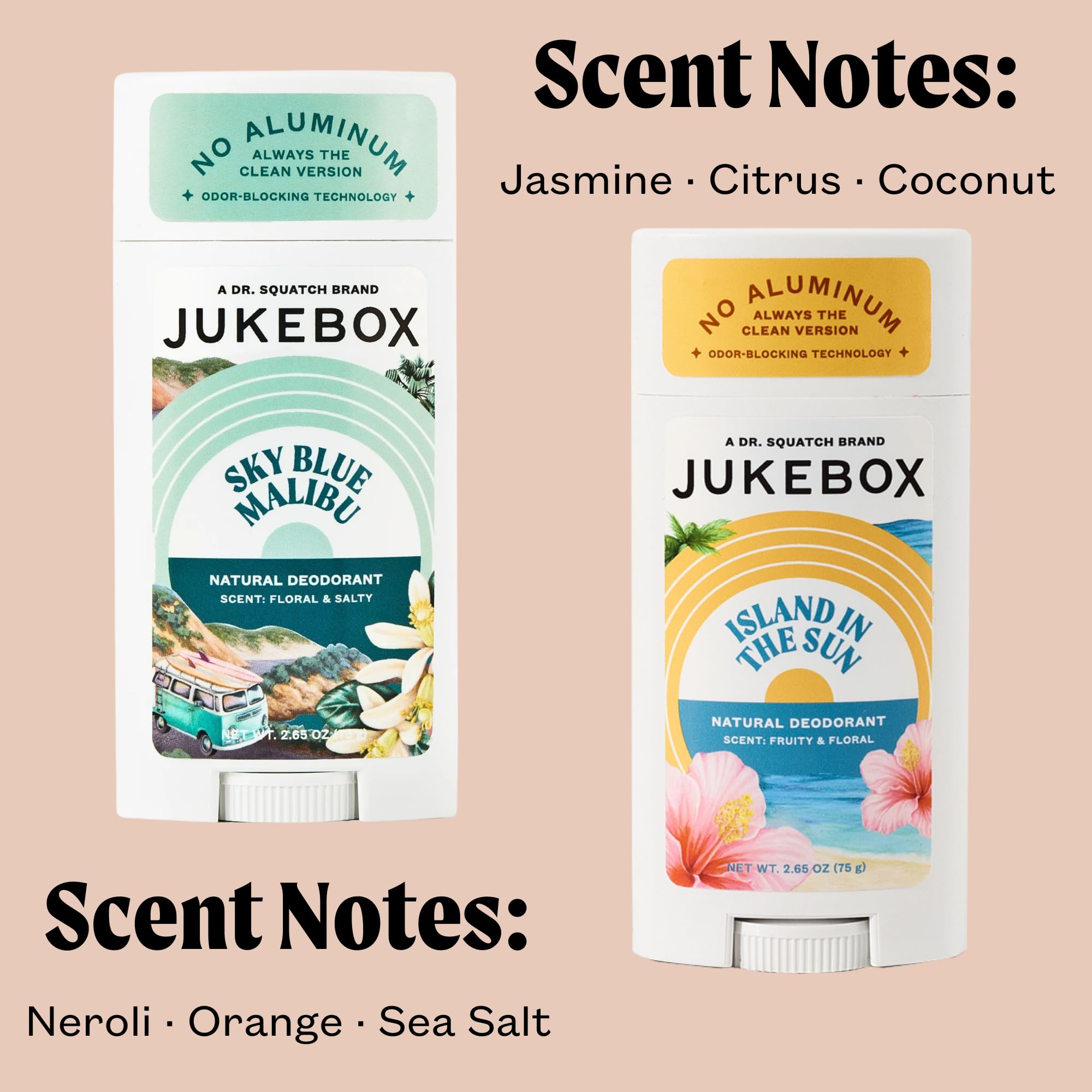 JUKEBOX Desodorante, aceite de jojoba, hidratación suave para la piel.