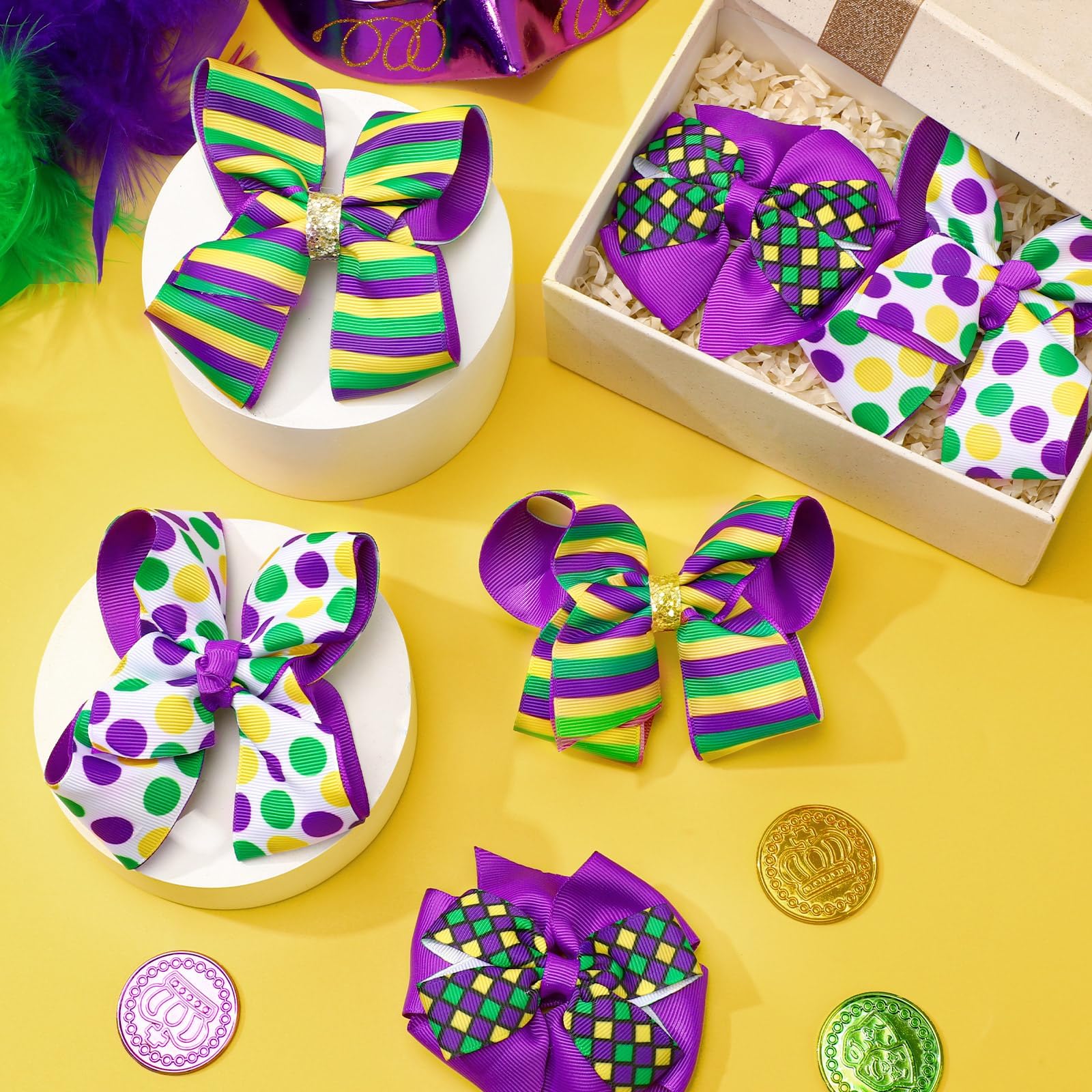 JUNEBRUSHS lazo Mardi Gras amarillo brillante para acento vibrante