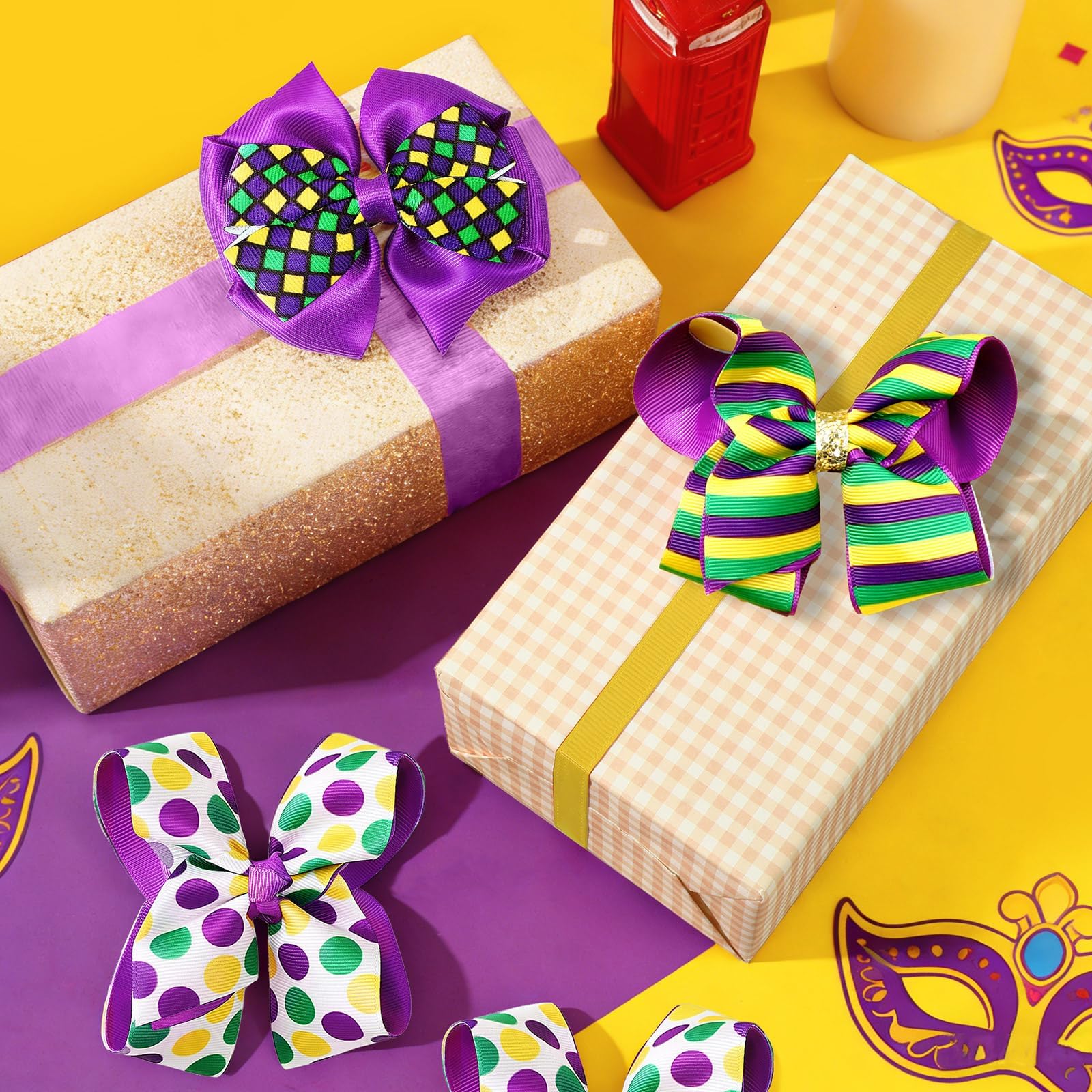 JUNEBRUSHS lazo Mardi Gras multicolor para festividades y regalos