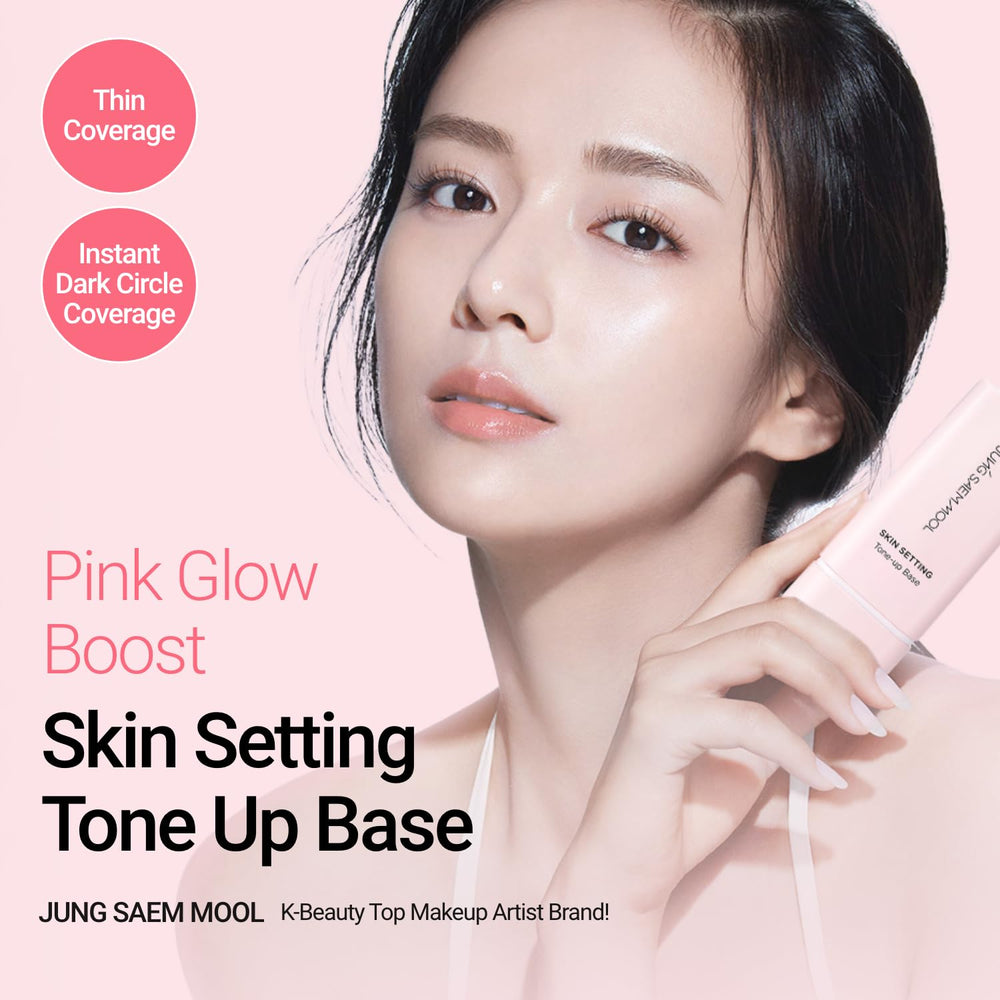 Jung Saem Mool base iluminadora en aplicación para tono uniforme.