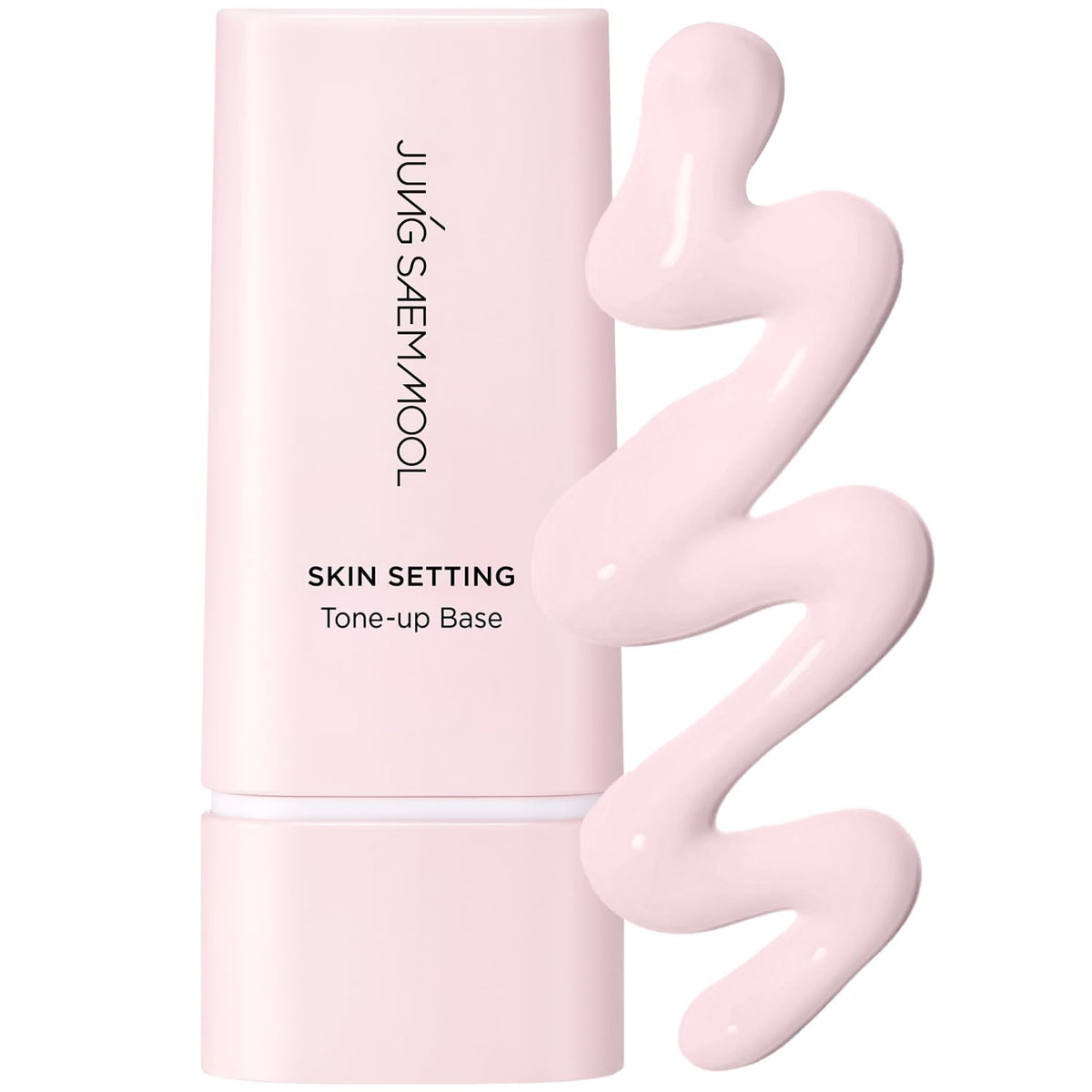 Jung Saem Mool base tono rosado en frasco, iluminación suave para piel radiante.