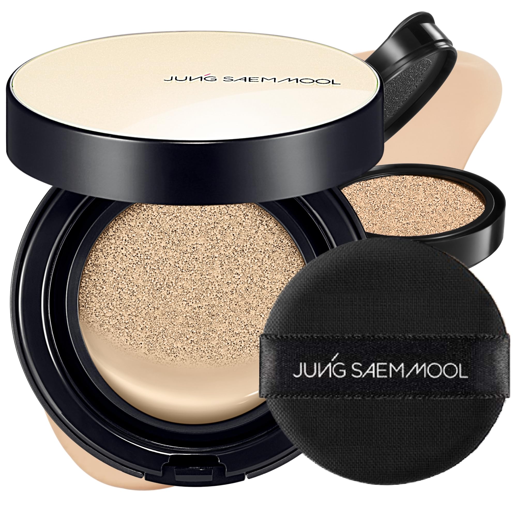 Jung Saem Mool Essential Skin Nuder Cushion ofrece acabado natural y luminoso para uso diario.