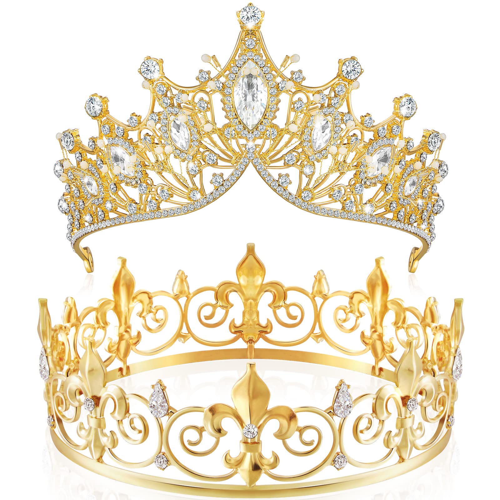 Corona Junkin príncipe de oro, vista frontal, perfecto para fiestas y eventos.