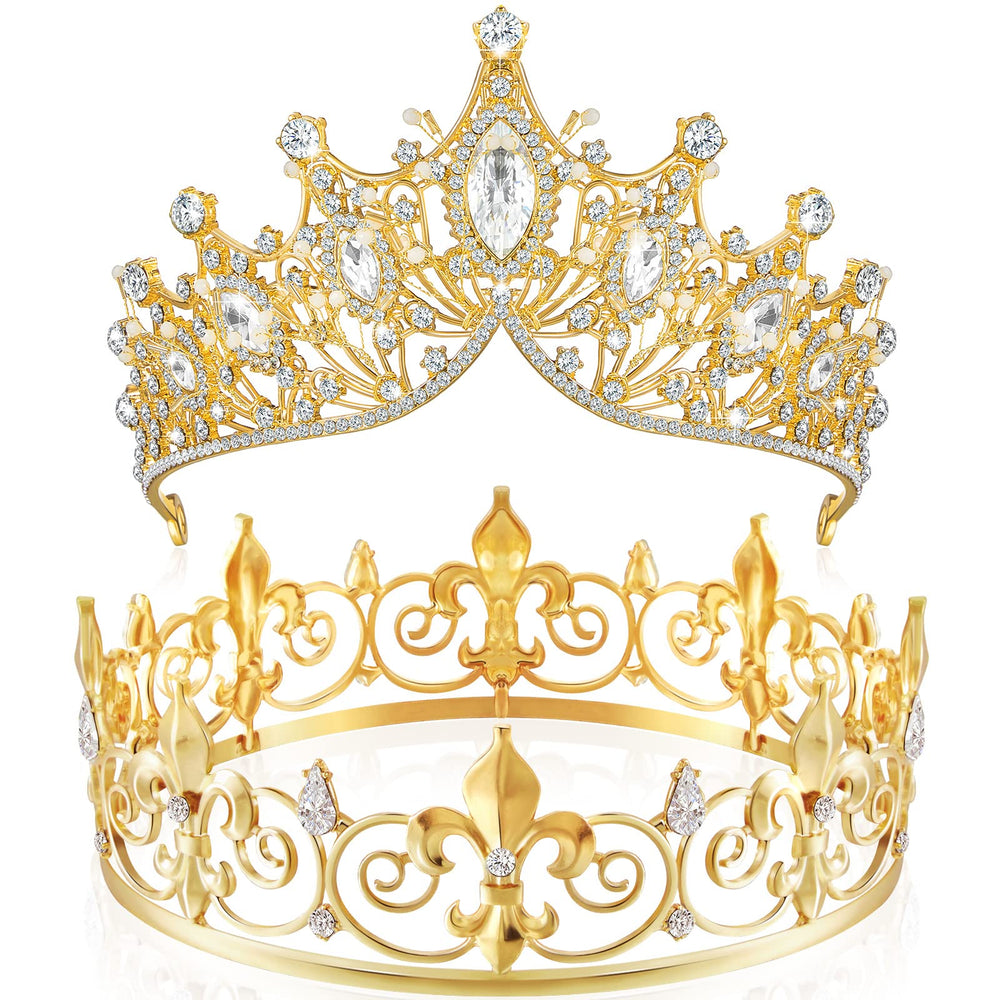 Corona Junkin príncipe de oro, vista frontal, perfecto para fiestas y eventos.