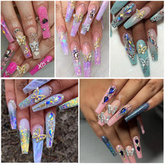 Juome Nail Charms diamantes cristal plata, brillo vibrante para uñas.