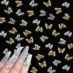 Juome Nail Charms mariposas 3D oro, brillo intenso para uñas.