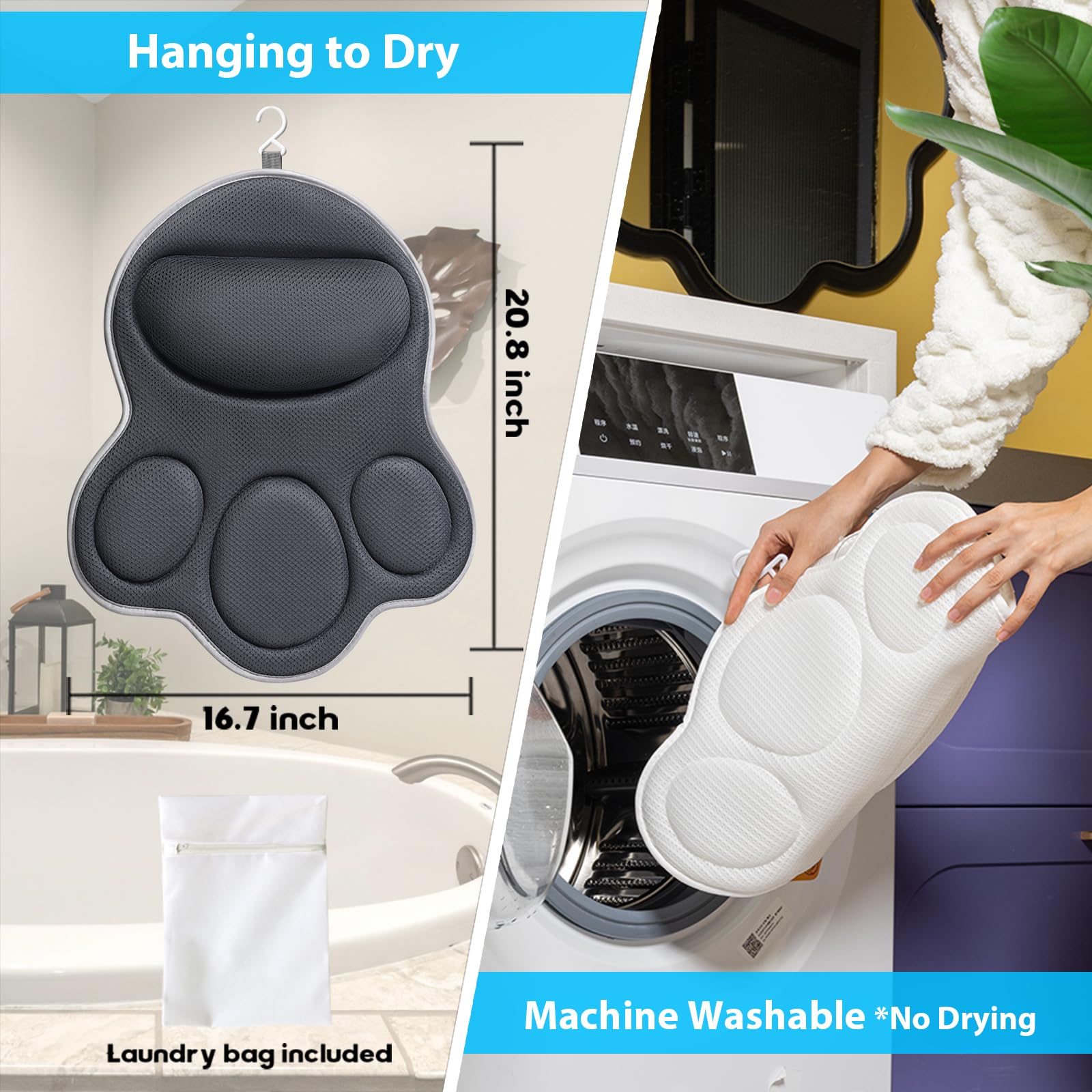 JUSDOO lavable a máquina con bolsa de lavado incluida.