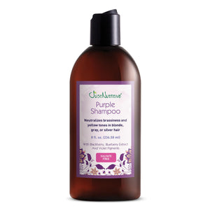 Just Nutritive Purple Shampoo - botella: neutraliza tonos amarillos y aporta brillo frío.