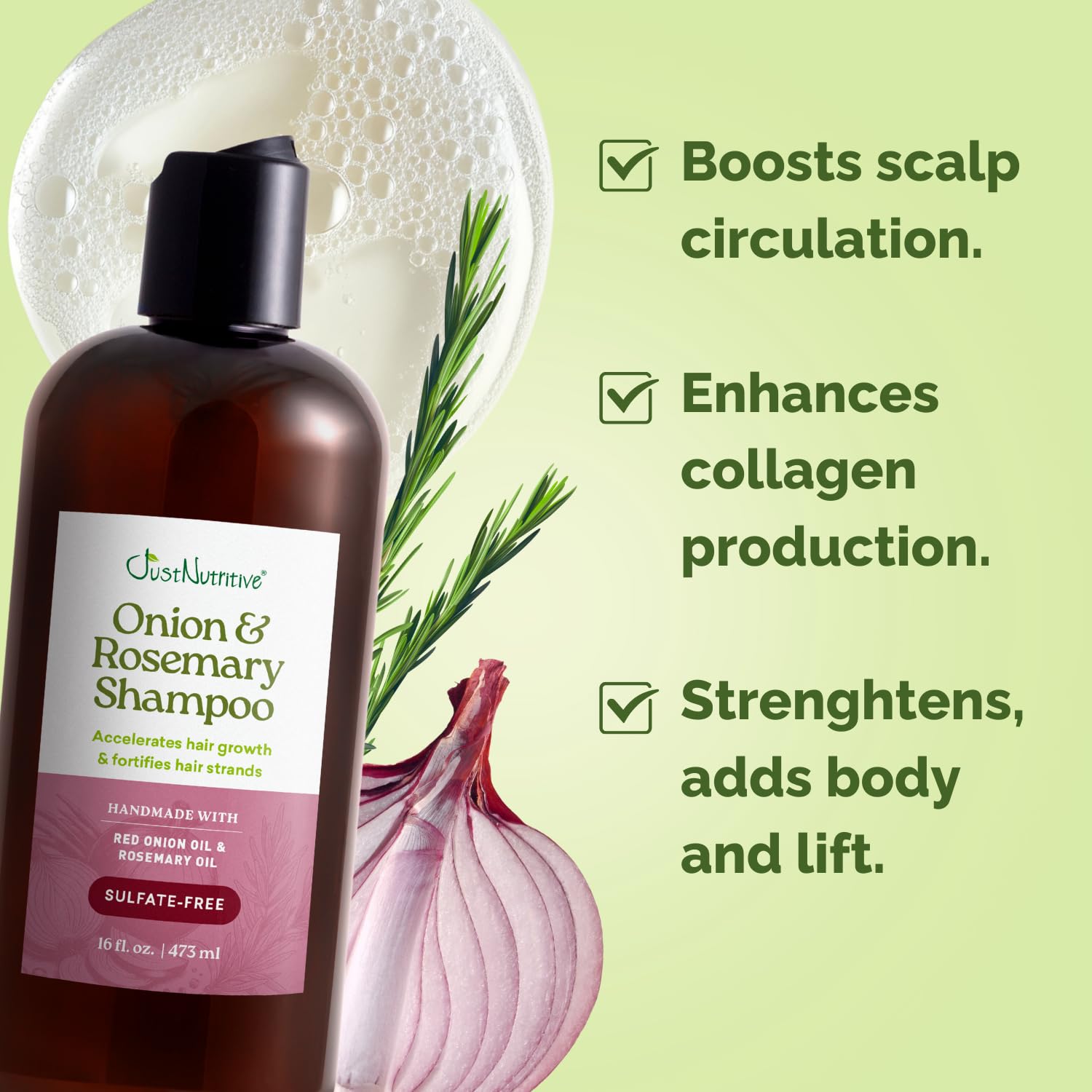 Textura suave de Just Nutritive shampoo crea espuma ligera y limpia