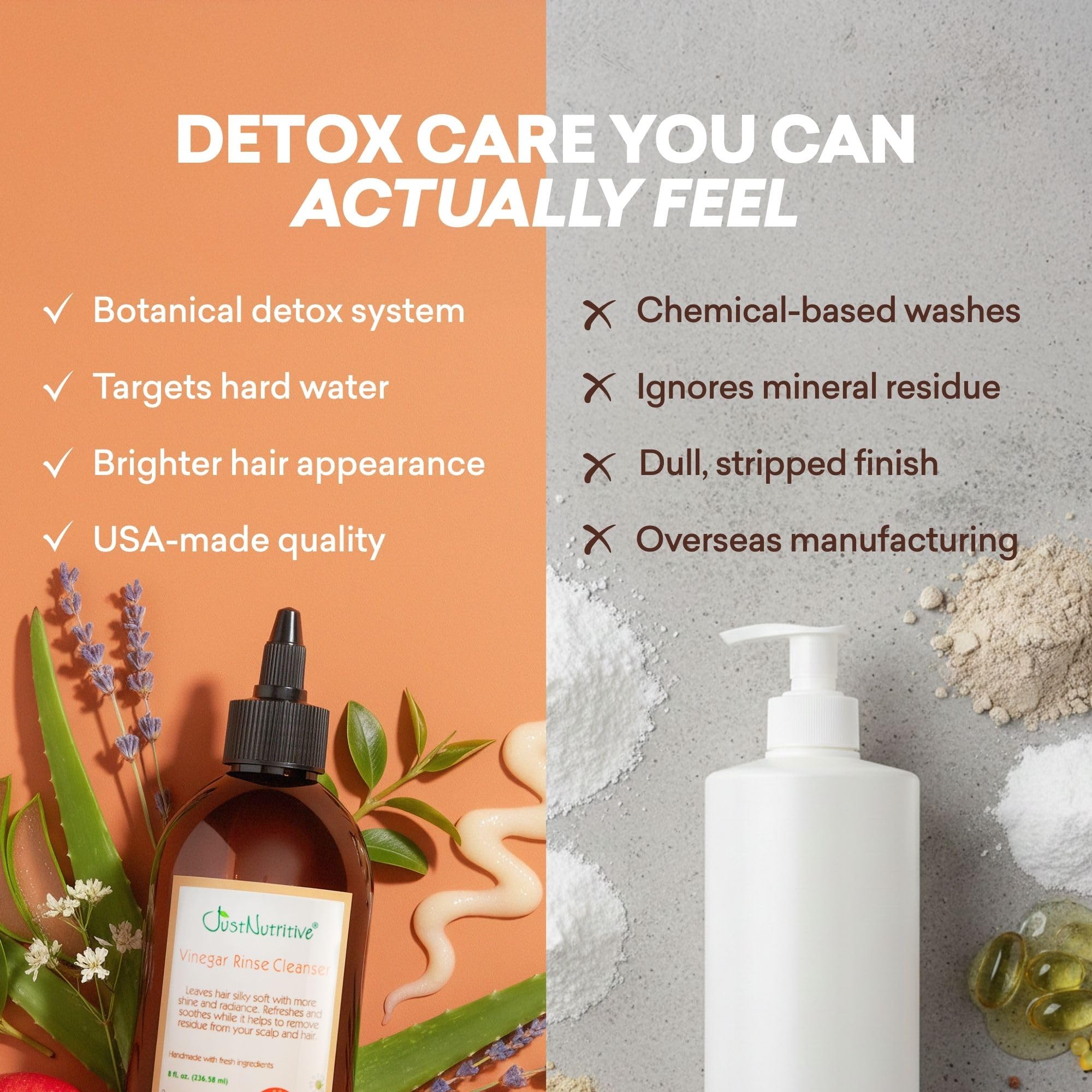 Just Nutritive Vinegar Rinse, ingredientes-herbales: contiene ortiga y cola de caballo para nutrición natural.
