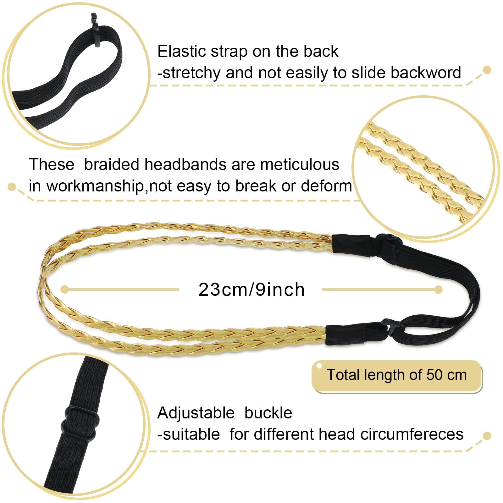 Diadema elástica triple trenzada Jutom, detalle cómodo