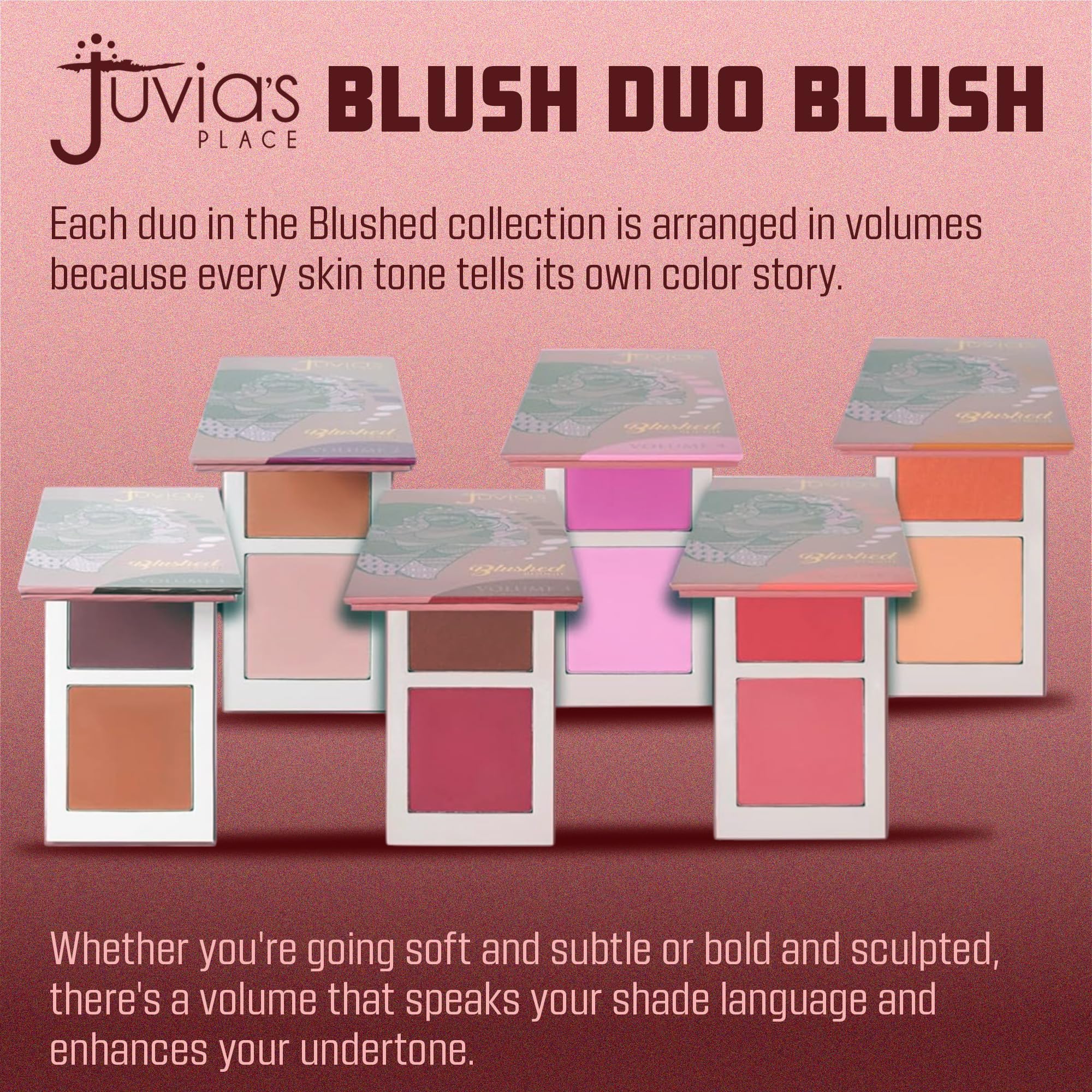 Juvias Place Blushed Duo Blush Vol5 aplicación suave para color ligero
