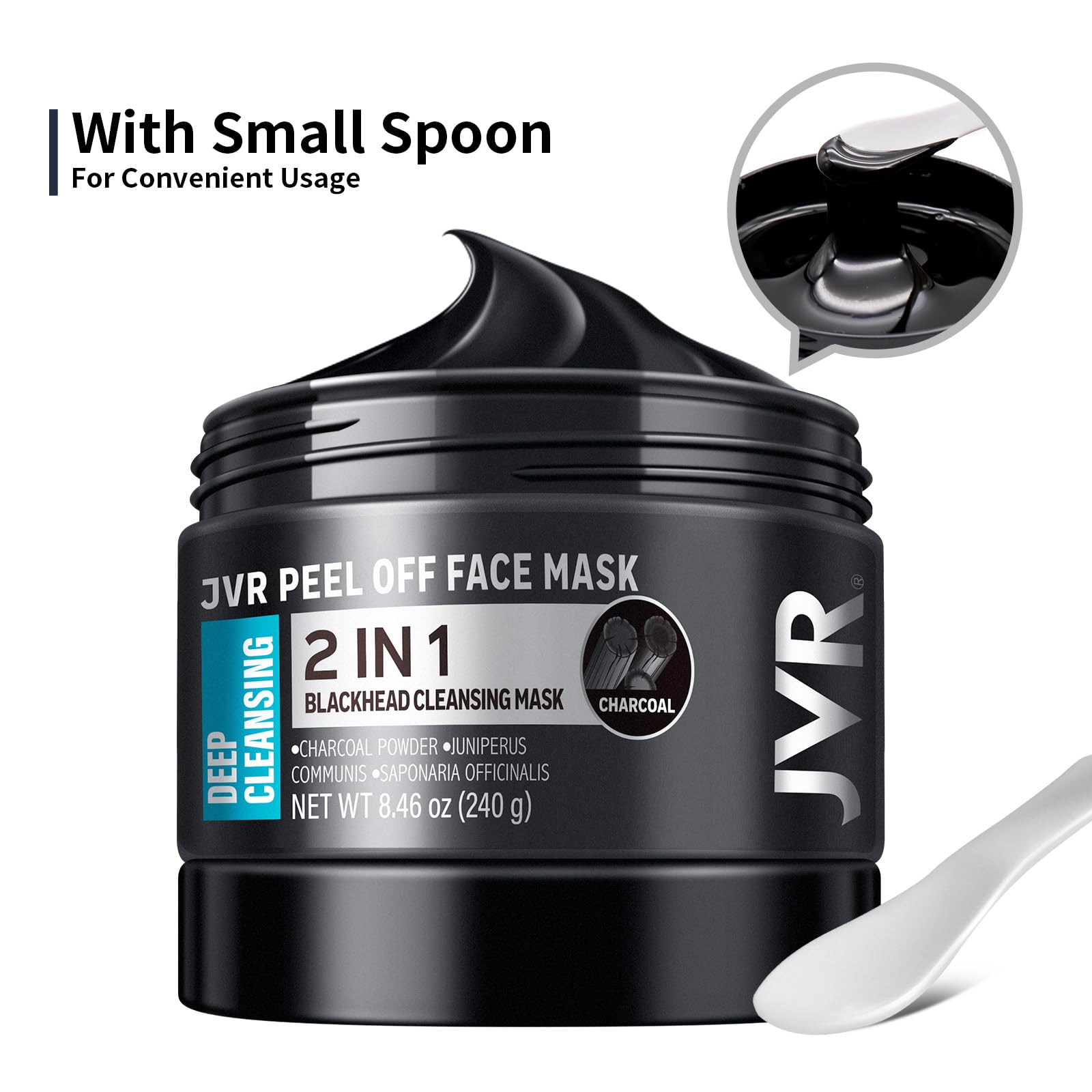 JVR mascarilla de carbón en envase de 240 g para cuidado regular.
