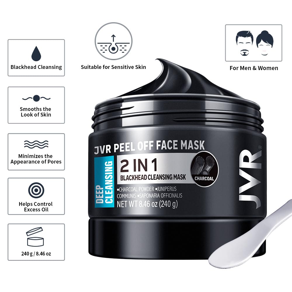 JVR Mascarilla de carbón textura negra ofrece limpieza suave y sensación fresca.