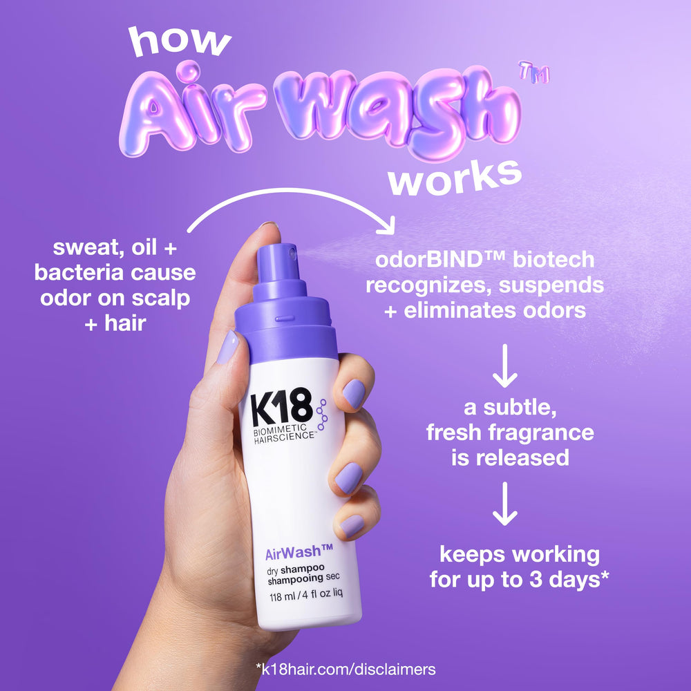 K18 AirWash Dry Shampoo envase de 47 ml para uso diario