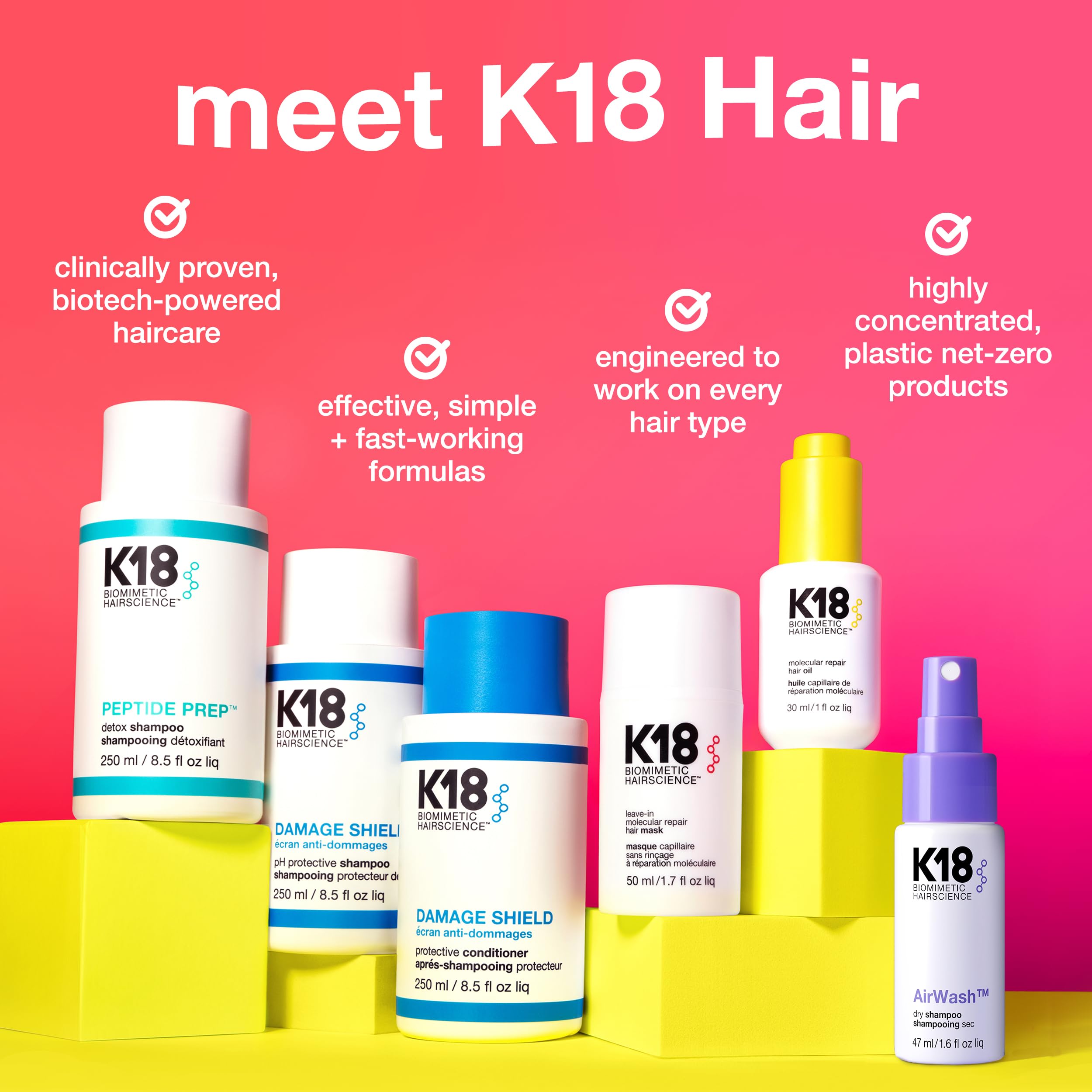K18 AirWash Dry Shampoo uso diario para cabello con poco tiempo