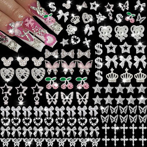KACHIMOO corazon plateado para uñas, ideal para brillo y personalización.