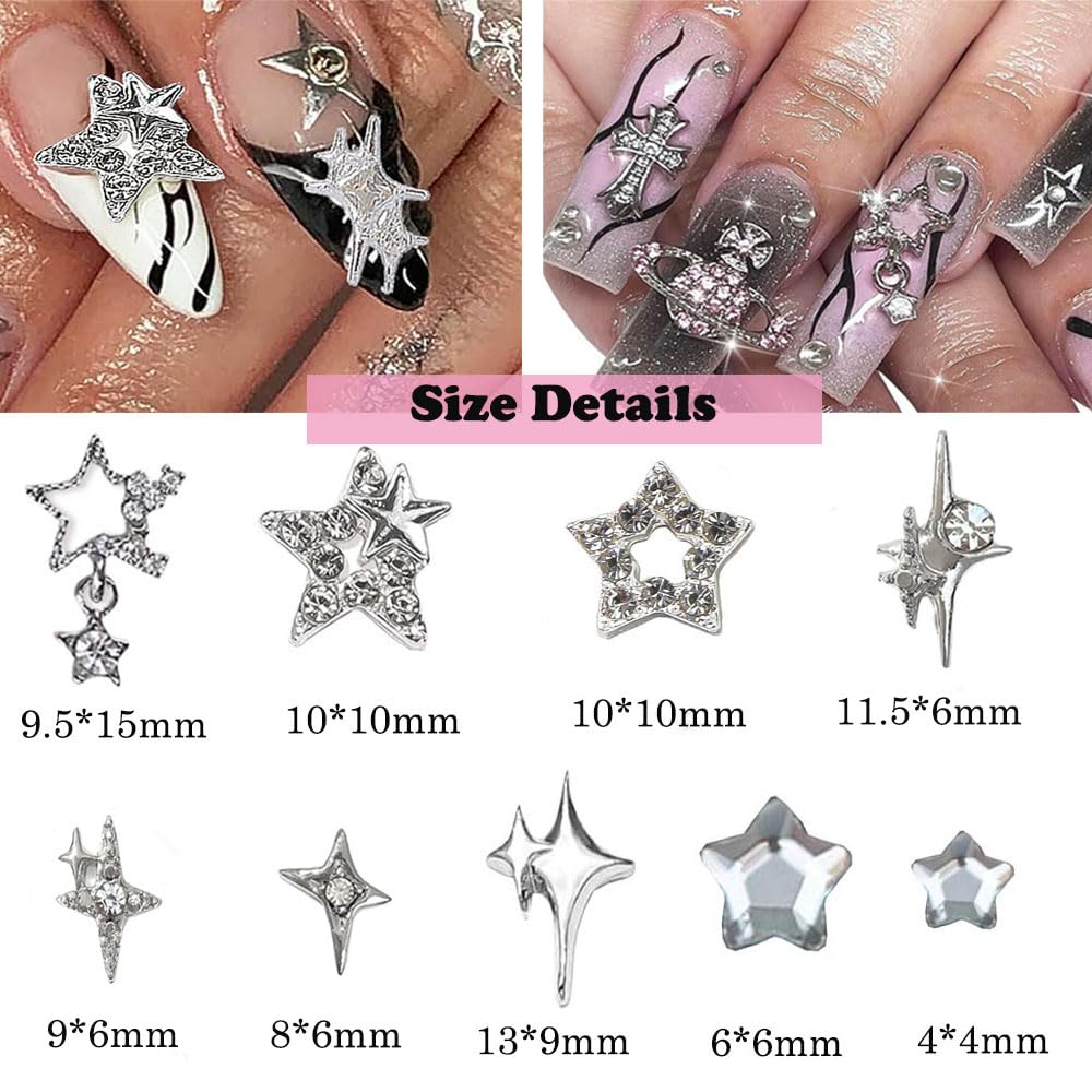 KACHIMOO set de 55 piezas, estrellas y cristales, para uñas deslumbrantes.