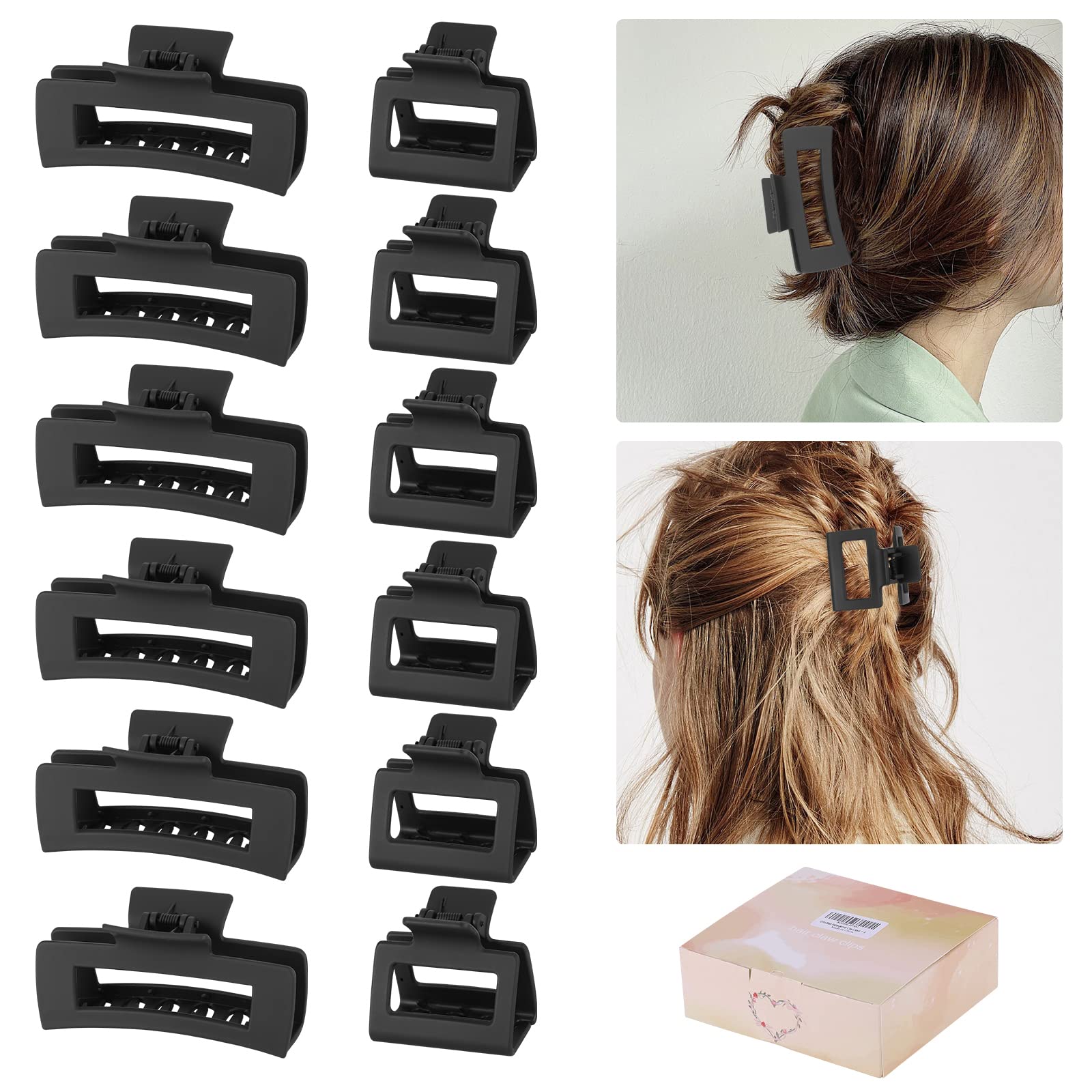 Pinzas Kacmagic para cabello rectangulares grandes, agarre firme para cabellos gruesos
