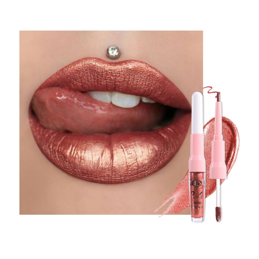Kaely delineador de labios metálico de doble punta para definir y realzar labios.