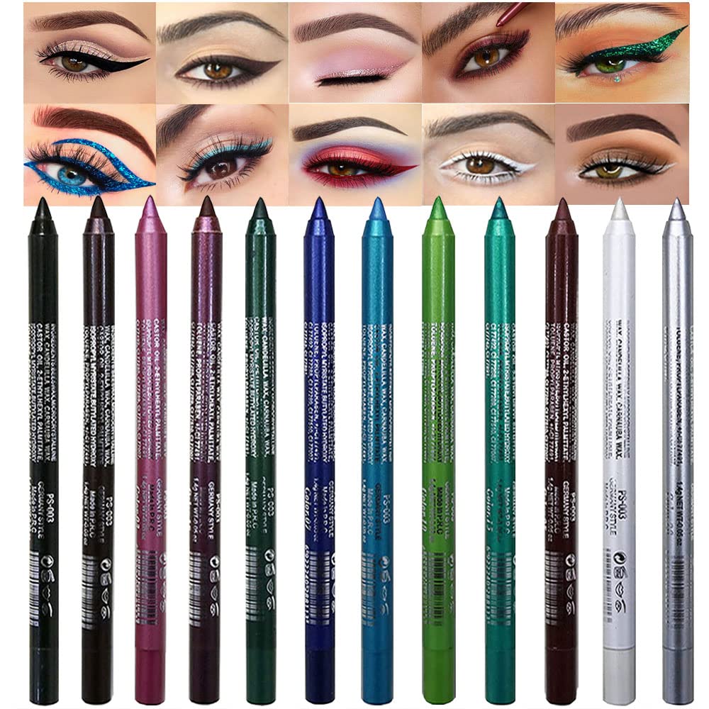 Set Kaely de delineadores gel de 12 piezas con colores vivos para looks brillantes.