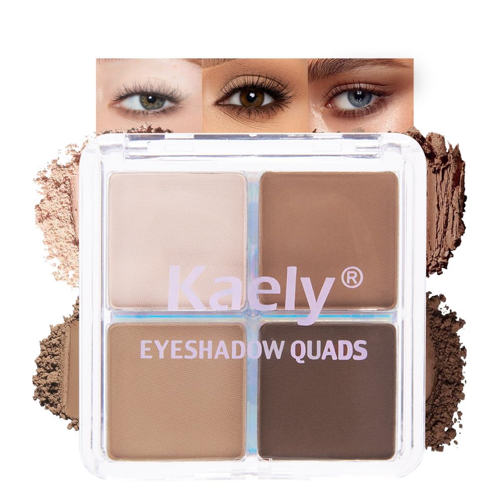 Kaely paleta de sombras en polvo neutra marrón mate para maquillaje diario.