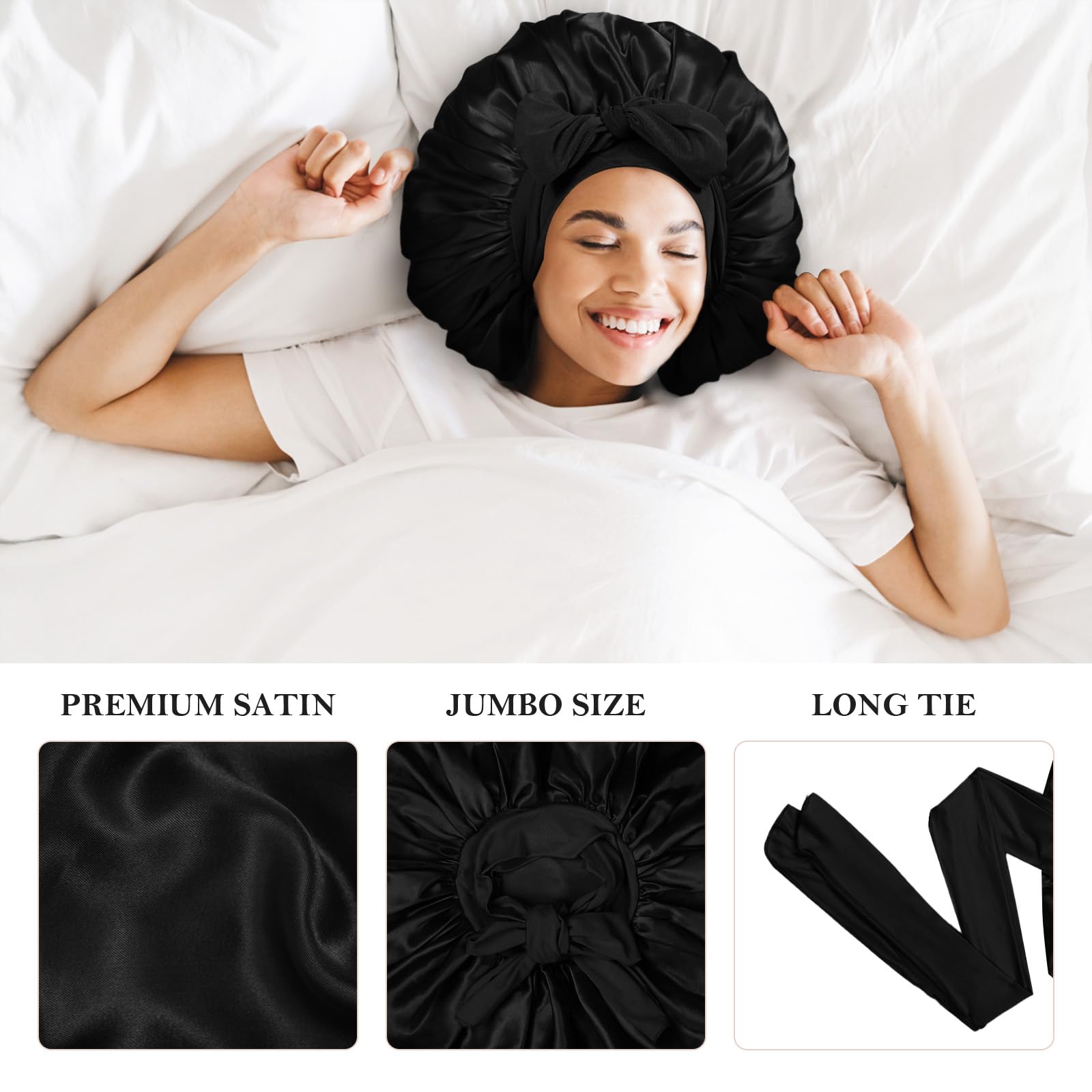 Kafteri bonete satén extra grande para trenzas y pelo rizado, protección nocturna