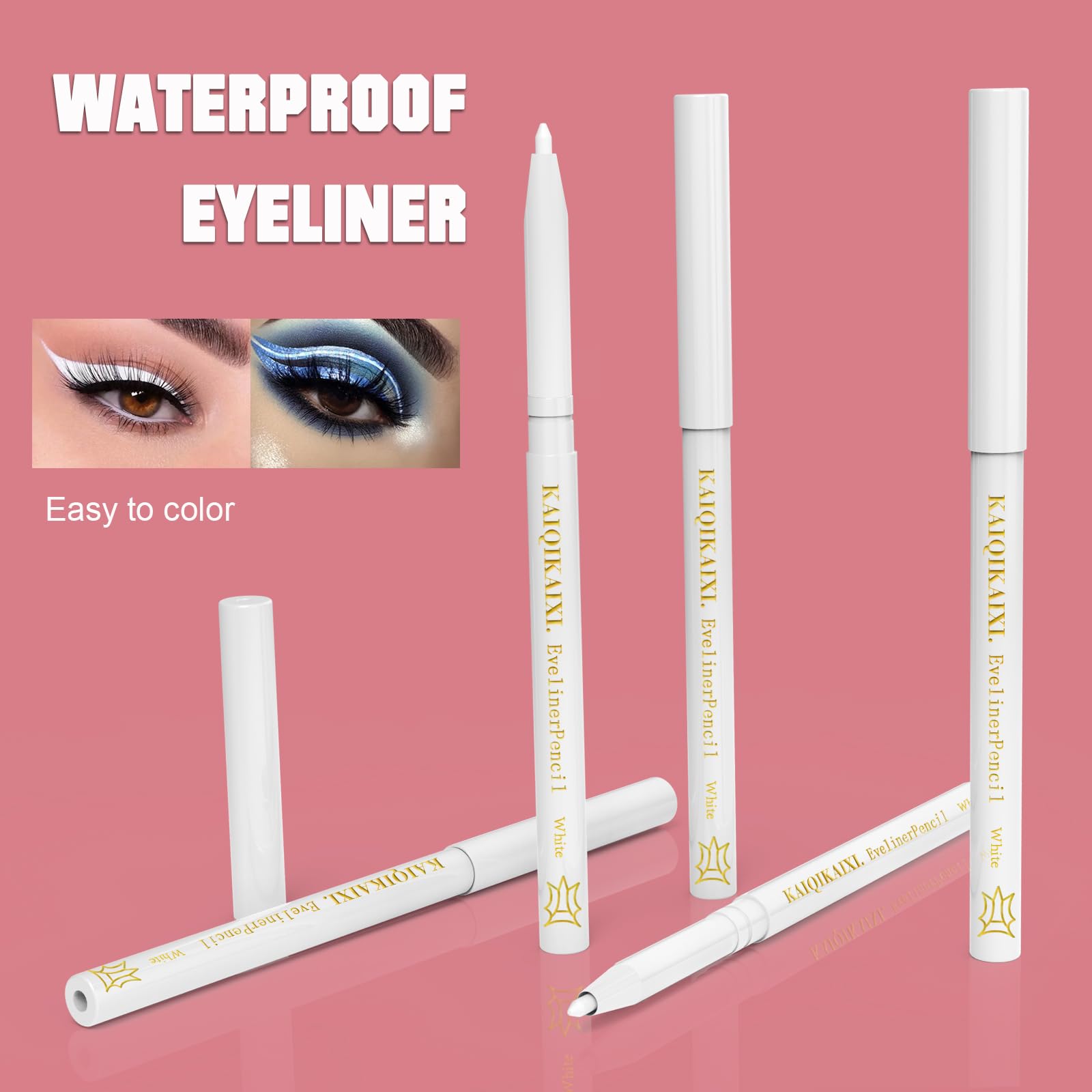 Lápiz blanco KAIQIKAIXI para ojos y labios, diseño ergonómico.