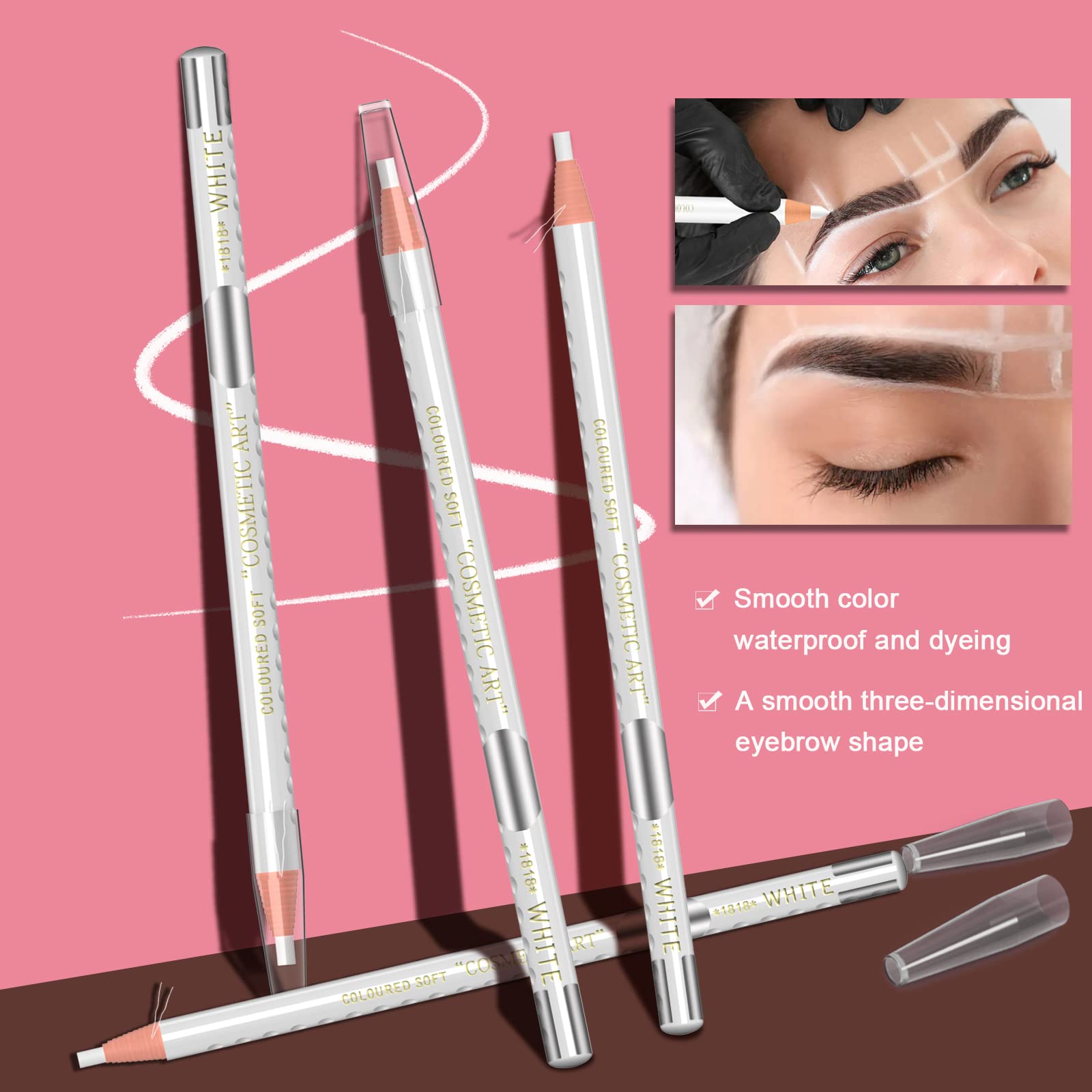 KAIQIKAIXI lápiz blanco para cejas: trazo preciso y resistente al agua