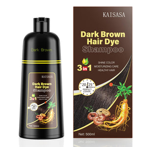 KAISASA dark brown hair dye shampoo applied for even gray coverage