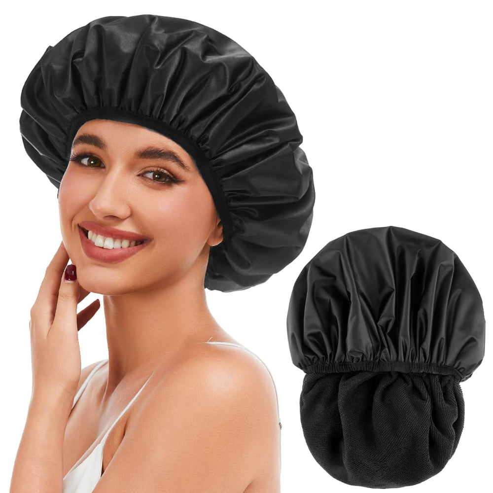 Kakuruma gorro de ducha impermeable con exterior satinado protege el cabello.