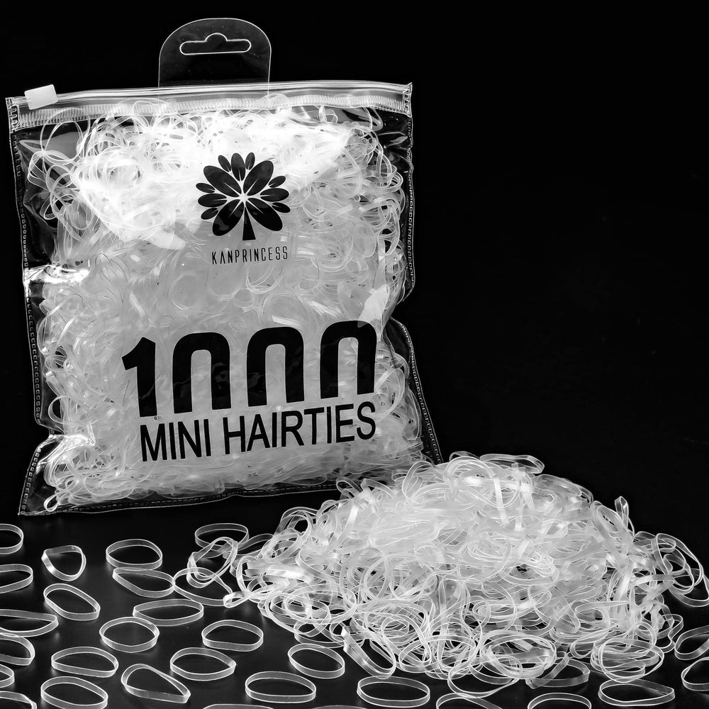 Elásticos kanprincess para cabello, paquete de 1000 piezas claros, ideal para uso diario en la familia.