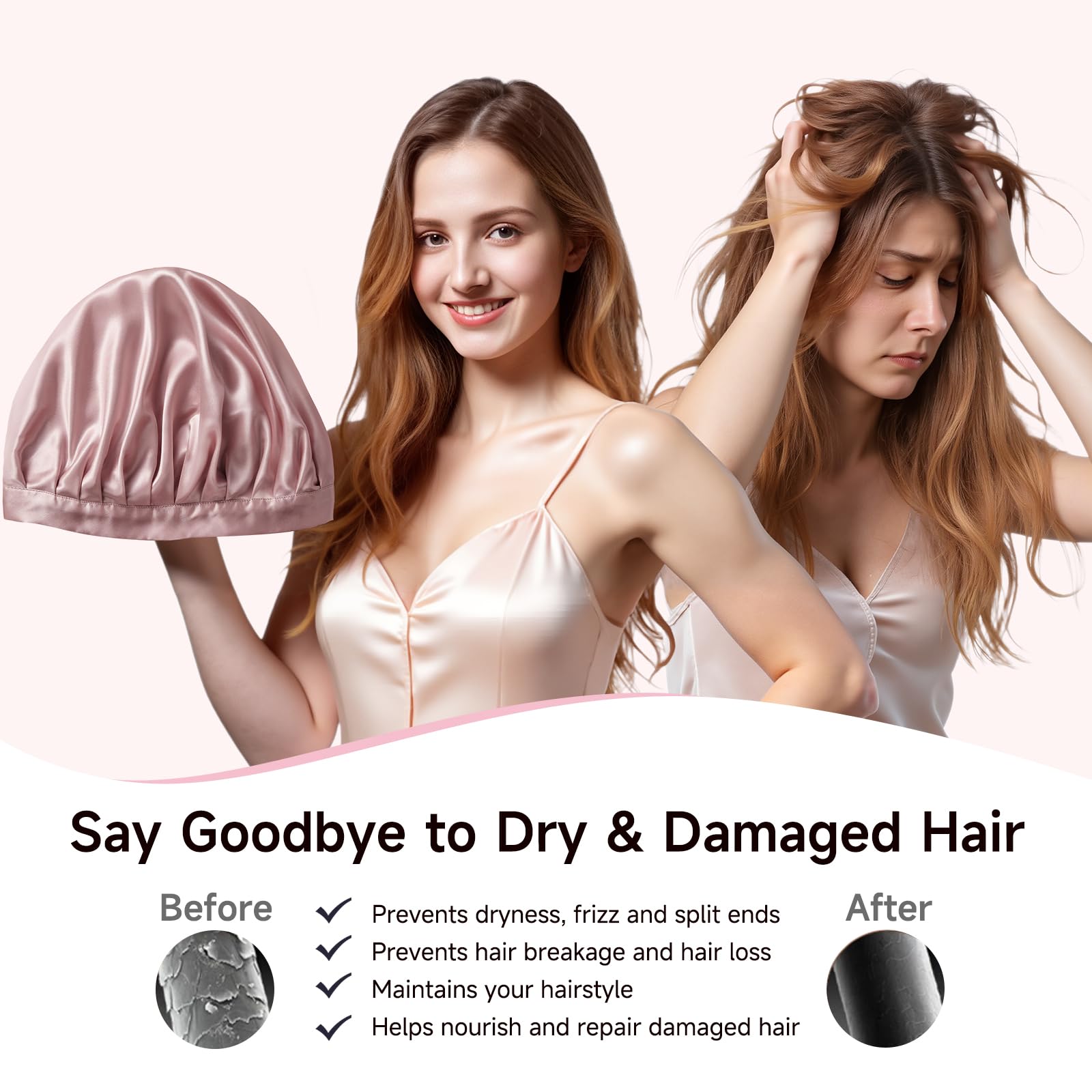 Bonete Kaome para cabello largo y rizado, protegido al dormir