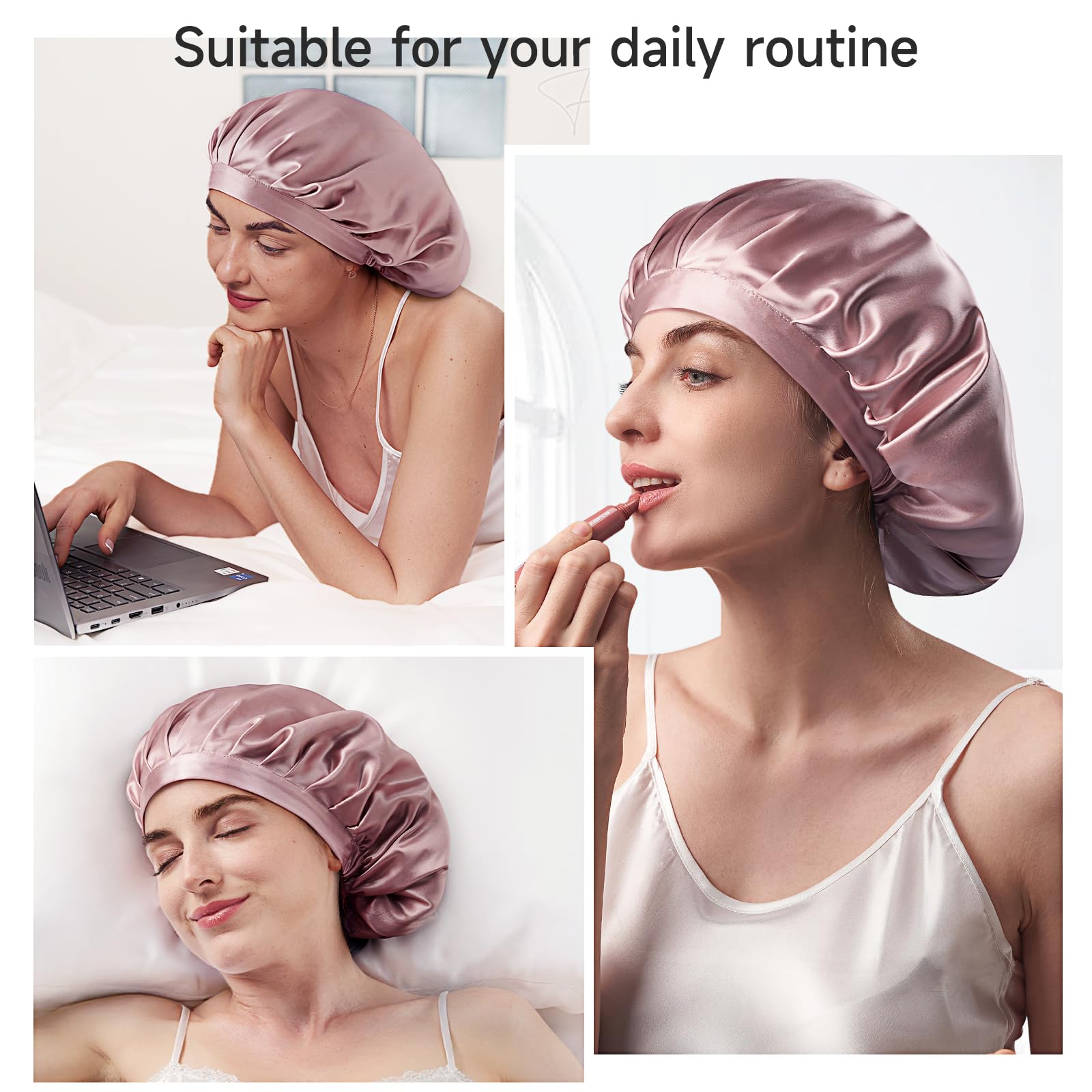 Uso de maquillaje con el bonete Kaome para evitar enredos