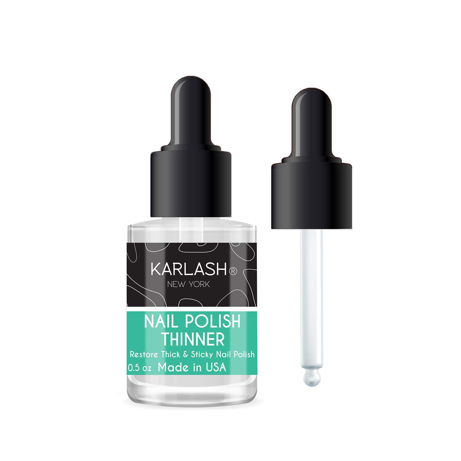 Karlash diluyente profesional para esmalte, botella de 0.5 oz, aplicación suave.
