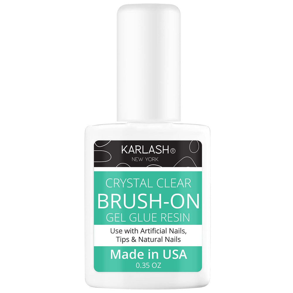 Gel adhesivo con cepillo Karlash para reparación precisa de uñas.