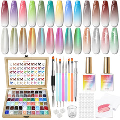 Karroy paleta gel pat esponja con 60 colores, para ombre suave y control preciso.