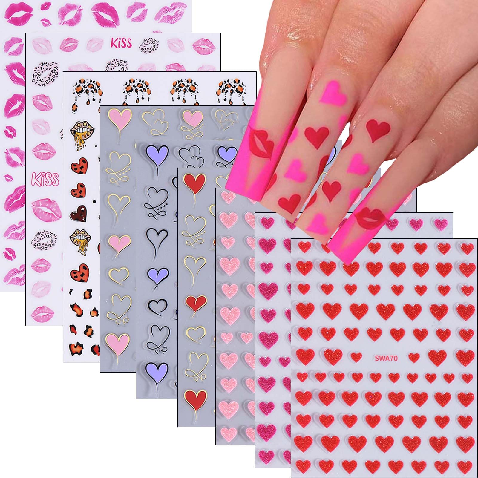 KASOICRA corazones 3D: pegatinas para uñas que aportan estilo al look