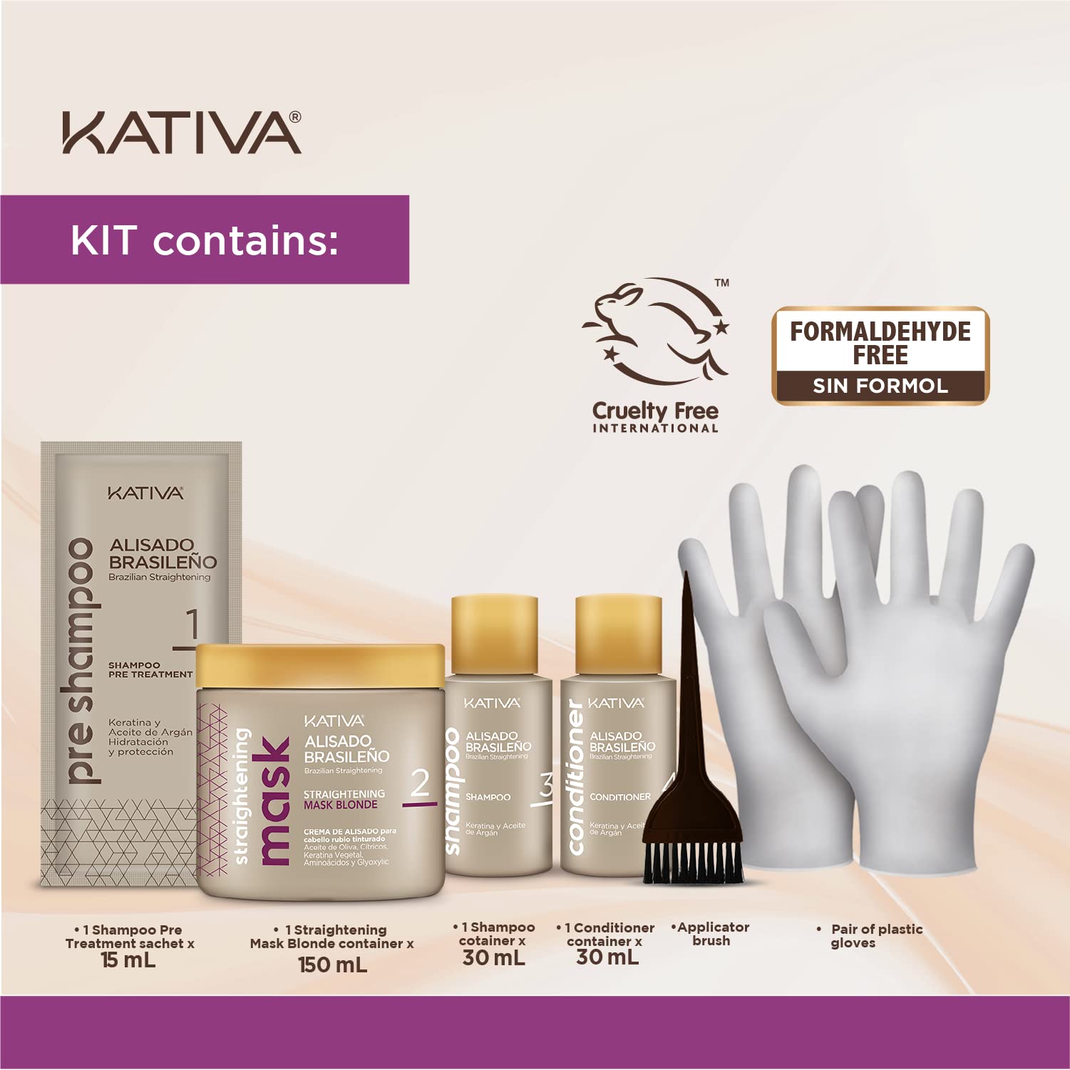 KATIVA Cepillo de aplicación, manejo preciso del tratamiento.