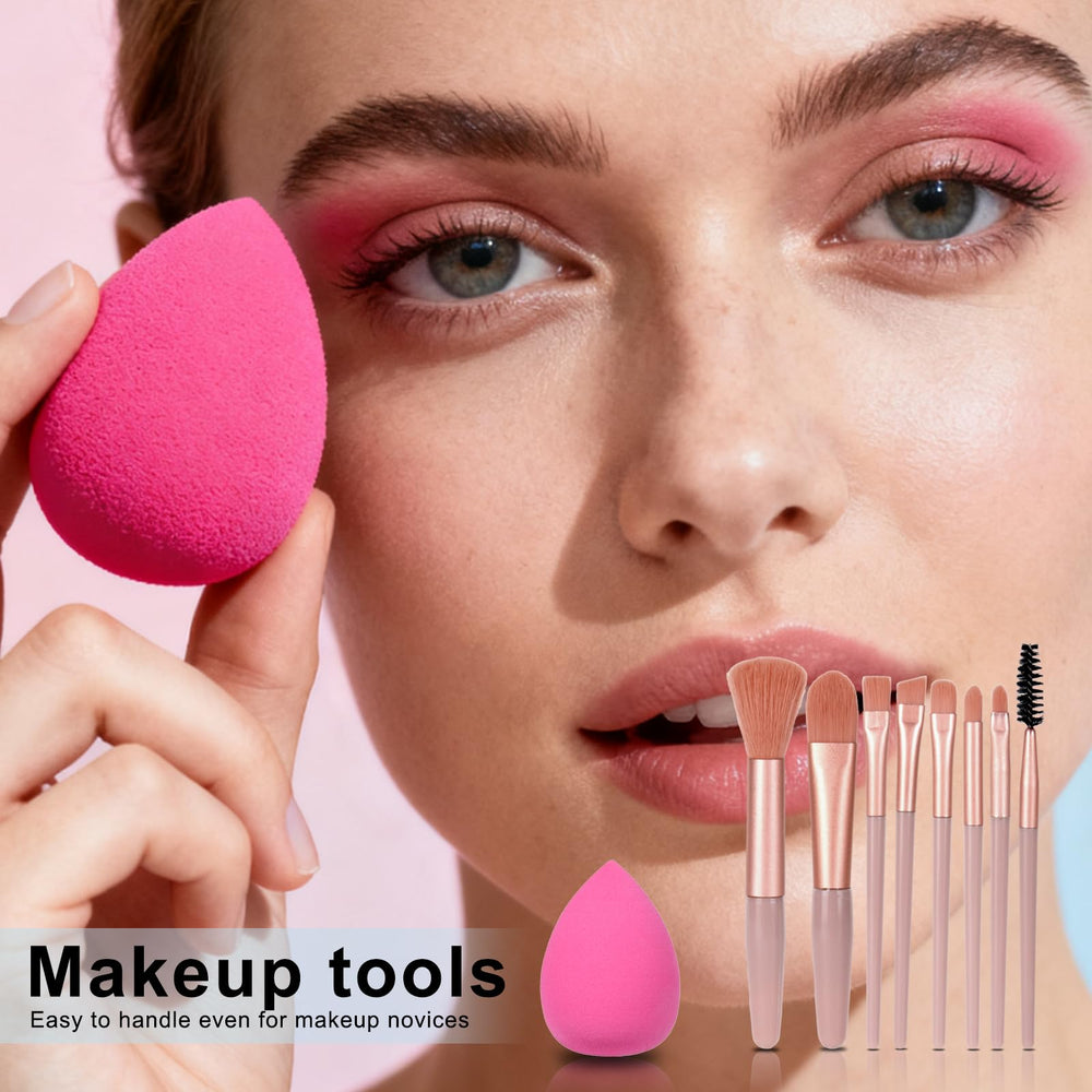 KAVCENT conjunto maquillaje teen: kit de pinceles y esponja para acabado suave.