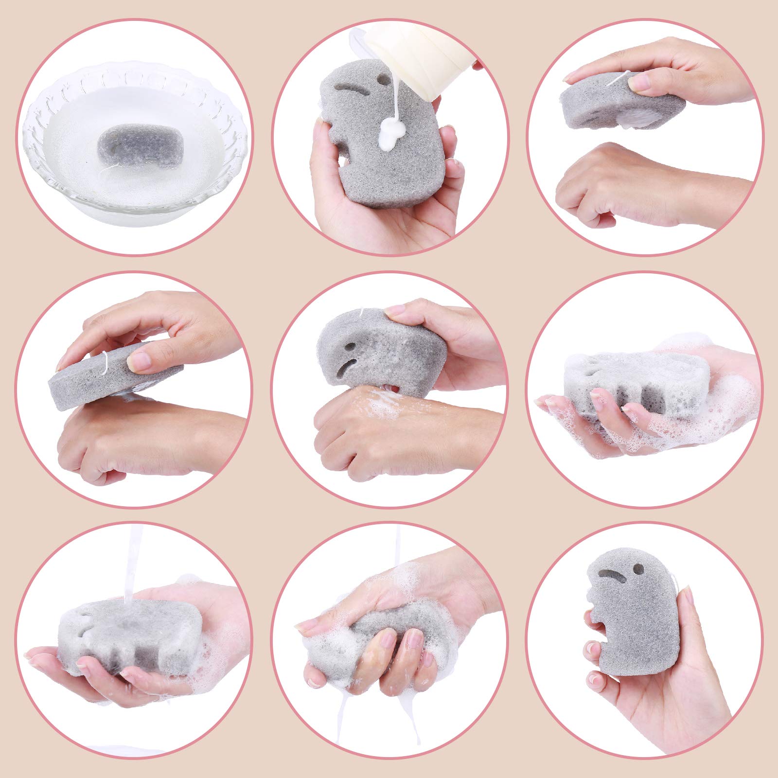 KECUCO Konjac bebé corazón: esponja suave para exfoliar sin irritar.