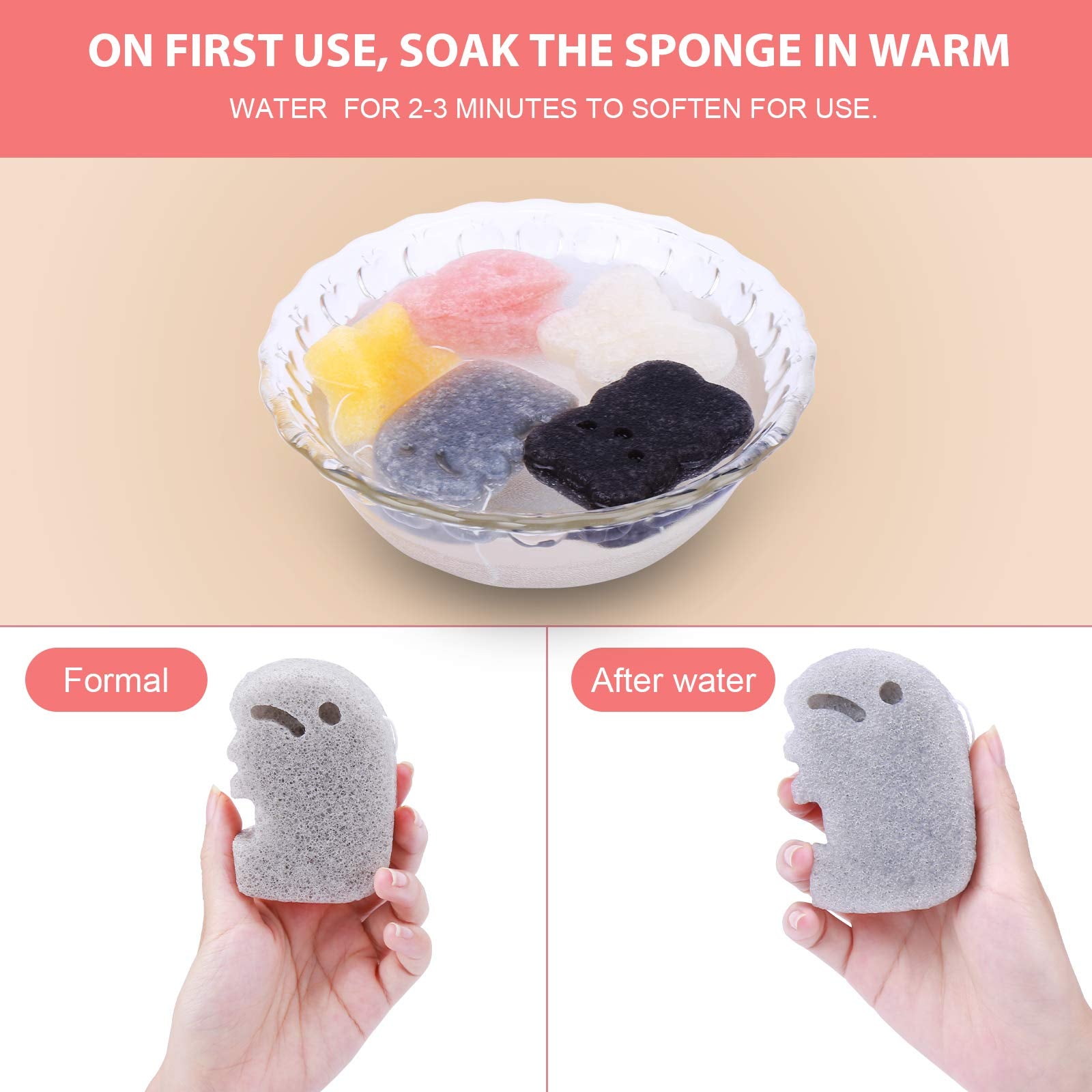 KECUCO Konjac bebé elefante: forma divertida para hacer del baño una experiencia agradable.