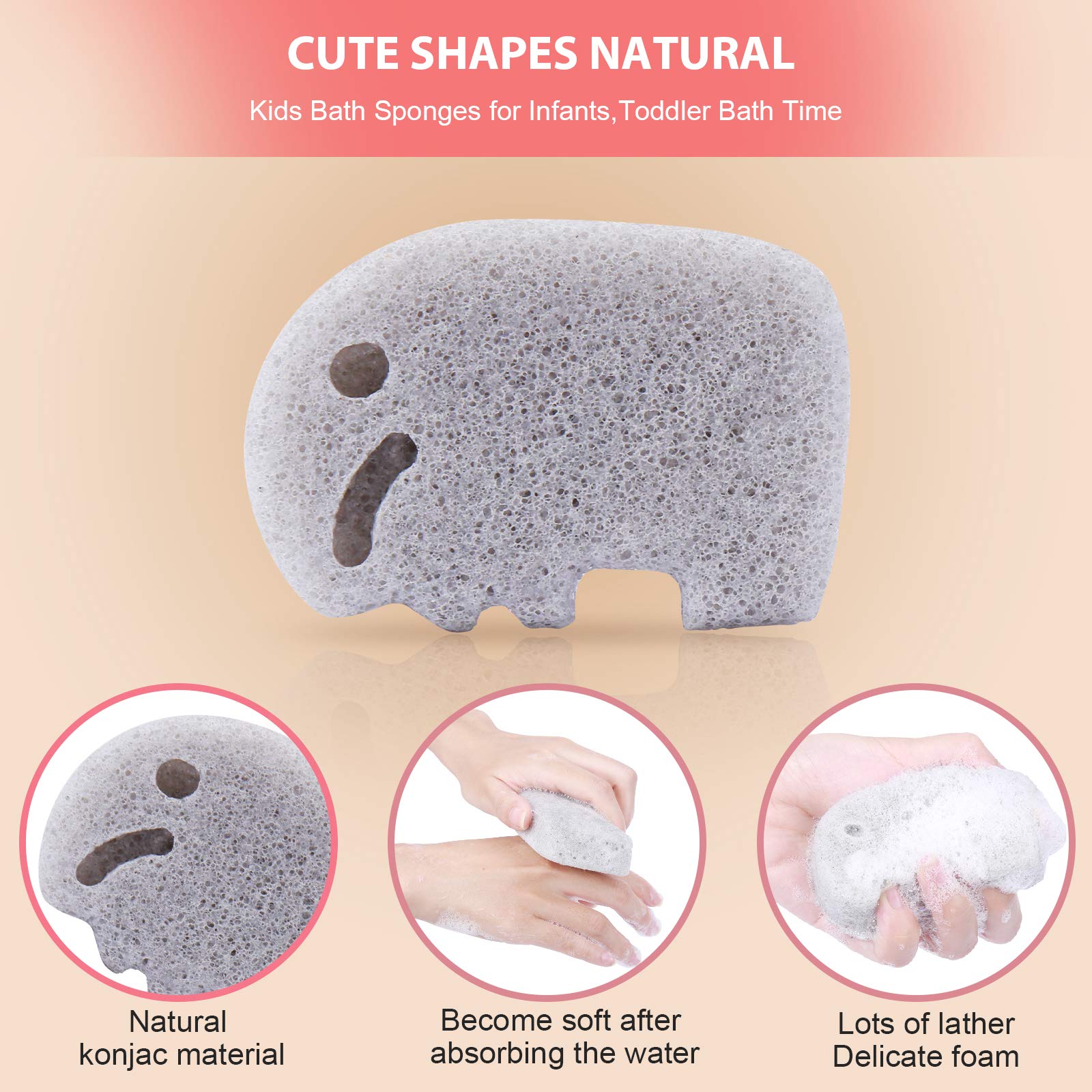 KECUCO Konjac bebé estrella: baño divertido para niños, limpieza suave.